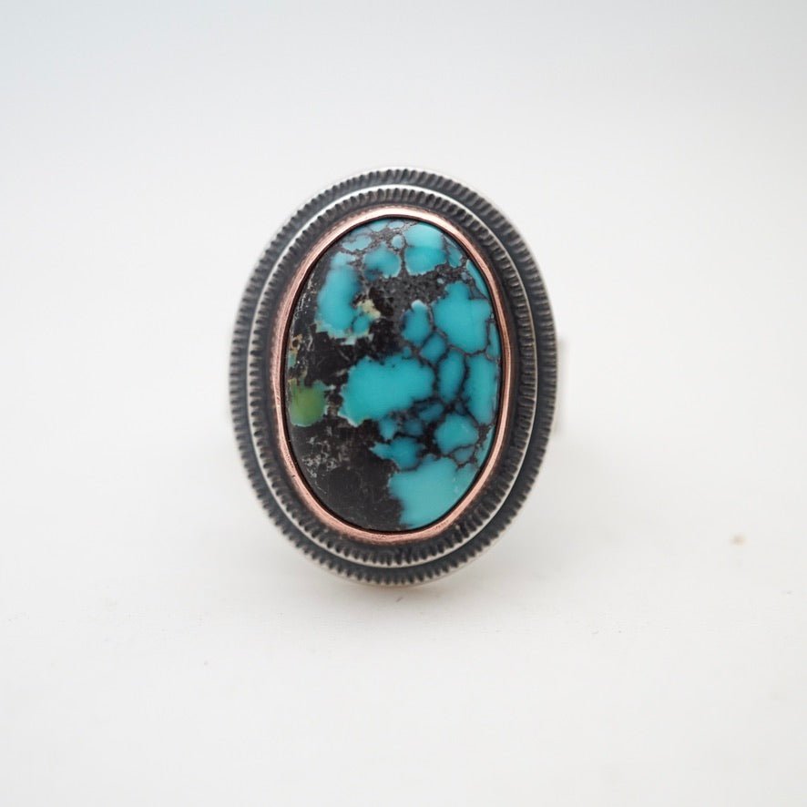polychrome chinese turquoise ring - size 8.75 - Lumenrose