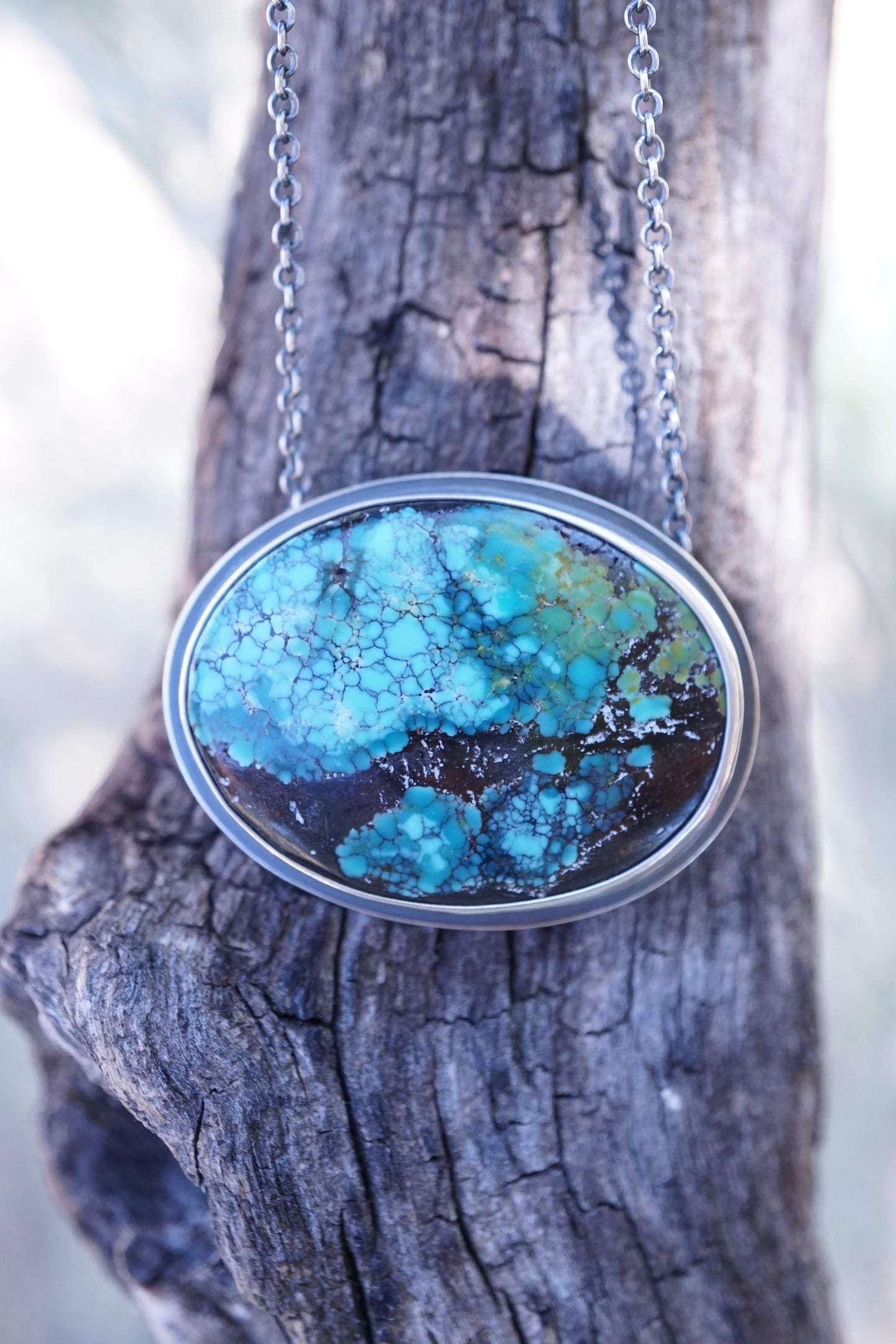 polychrome hubei turquoise oval necklace - large - Lumenrose