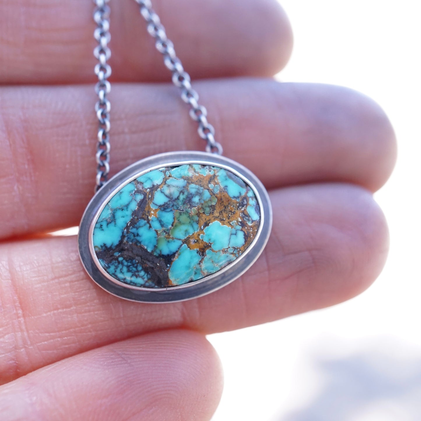 polychrome hubei turquoise oval necklace - small - Lumenrose