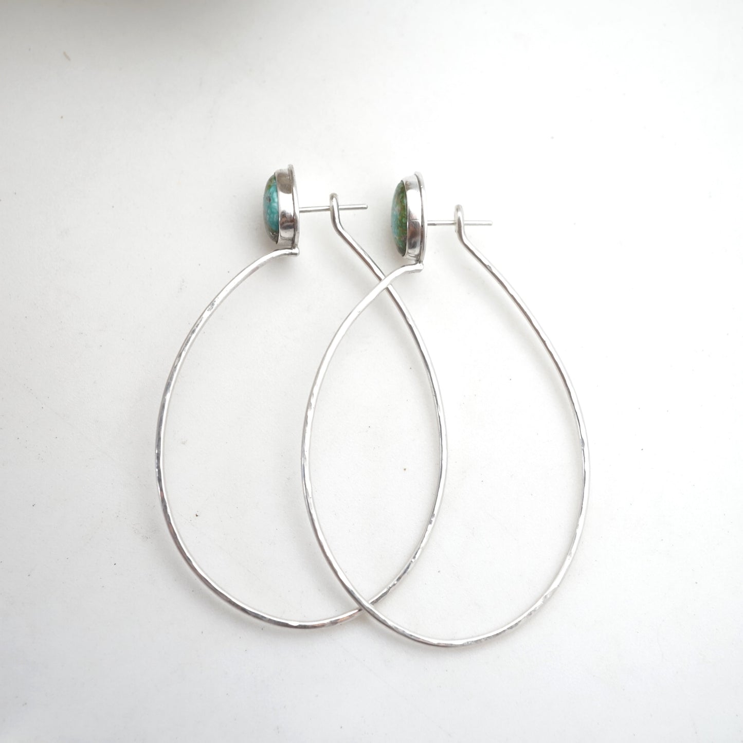 polychrome sonoran gold turquoise + silver hoops - Lumenrose
