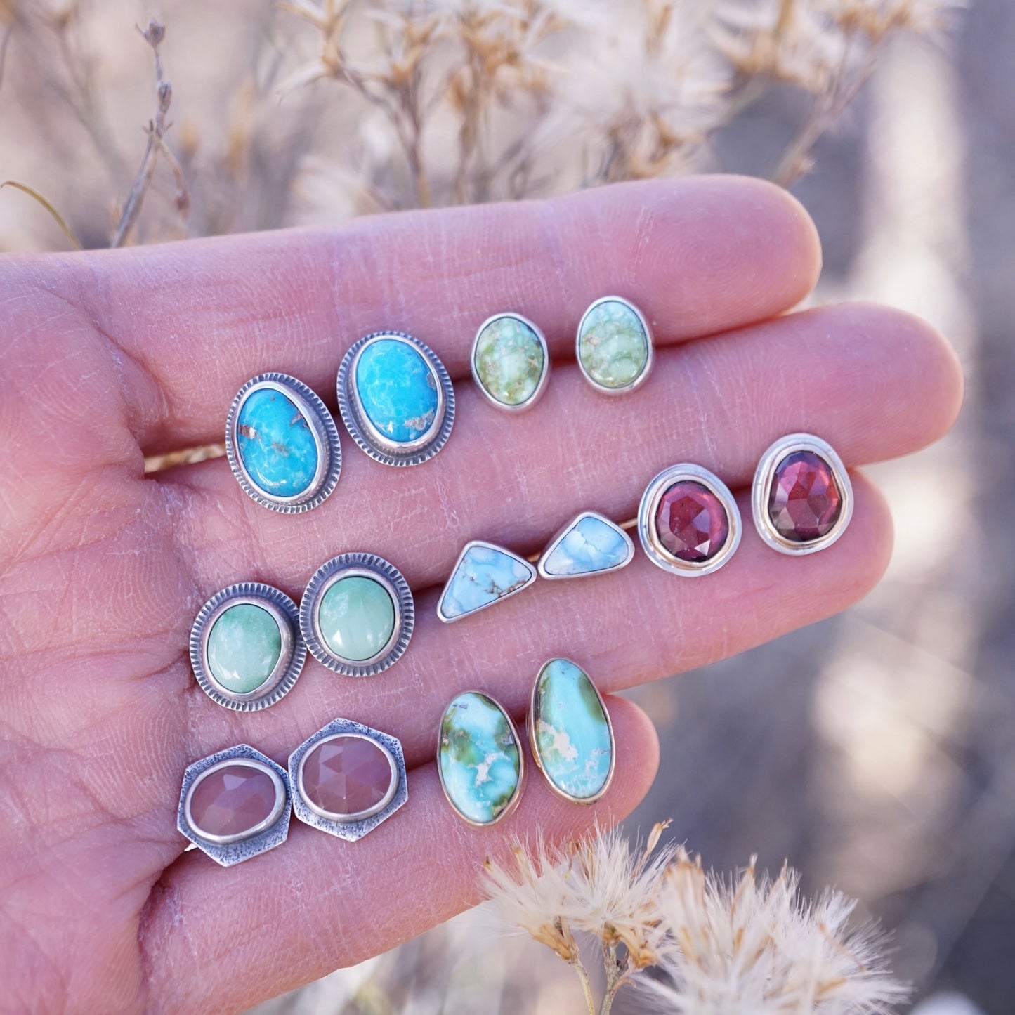 polychrome sonoran gold turquoise studs with 14k goldfill bezel - Lumenrose