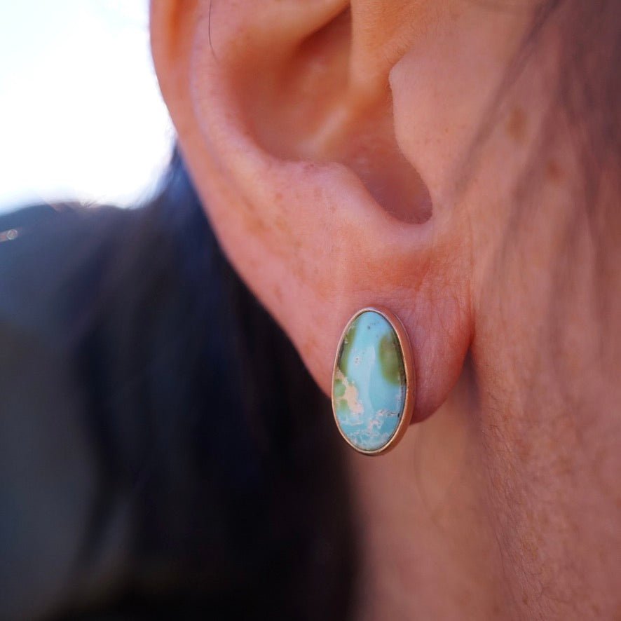 polychrome sonoran gold turquoise studs with 14k goldfill bezel - Lumenrose