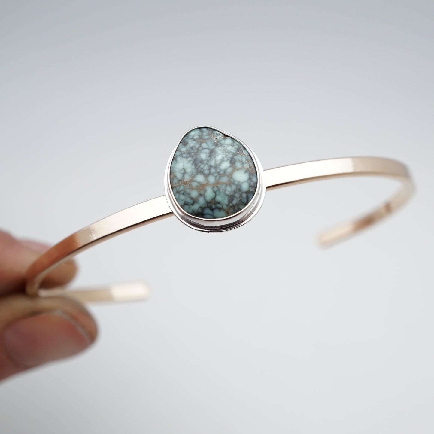 poseidon variscite + 14k goldfill cuff - large - Lumenrose