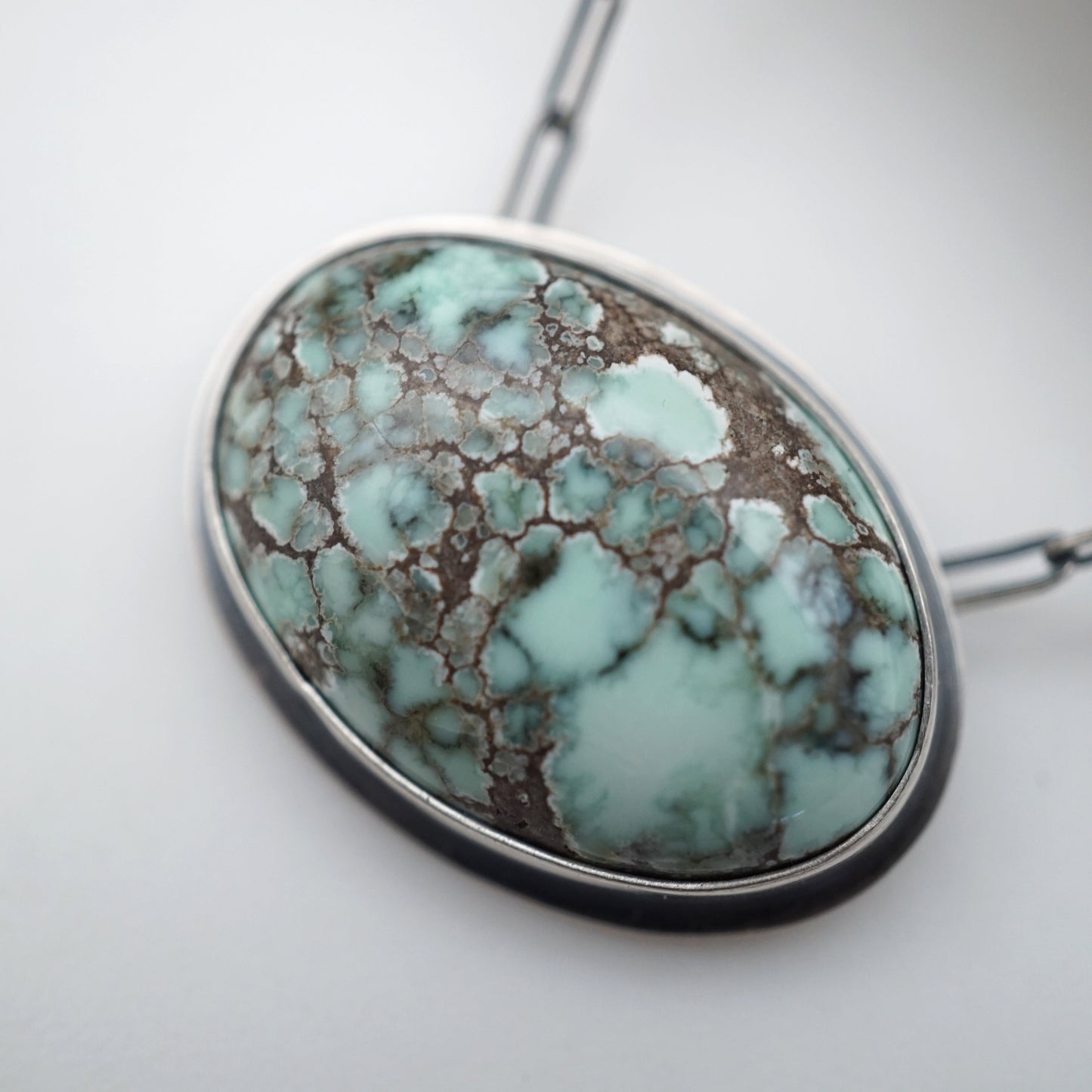 poseidon variscite mossy oval necklace - Lumenrose