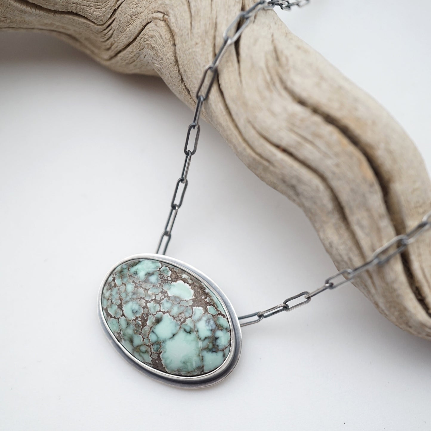 poseidon variscite mossy oval necklace - Lumenrose