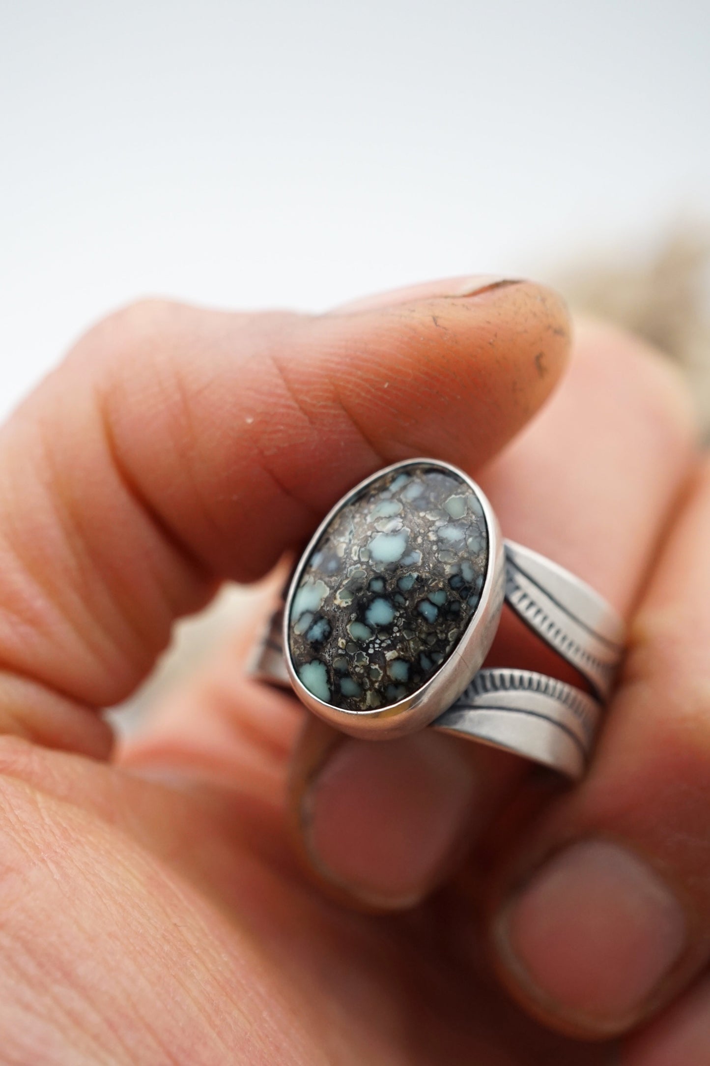 poseidon variscite ring with split shank - size 11.25 - Lumenrose