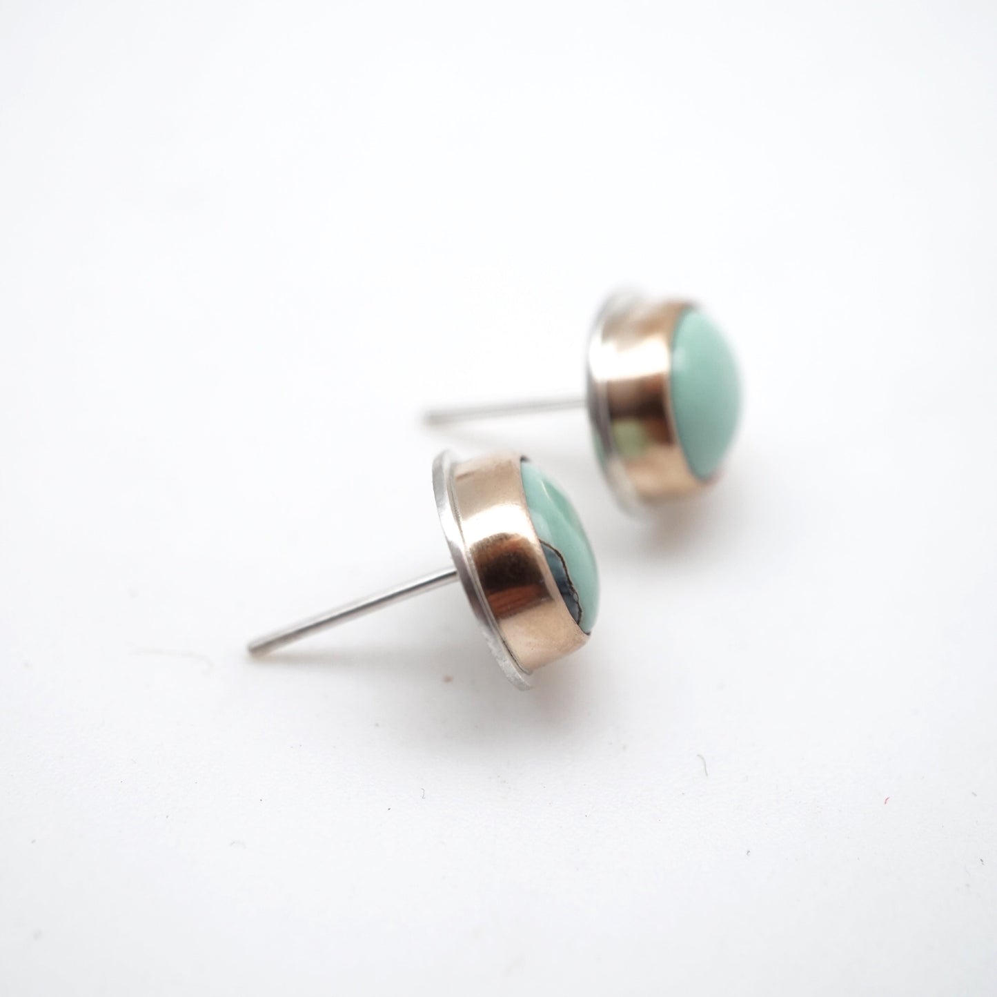 poseidon variscite + silver + 14k goldfill studs - Lumenrose