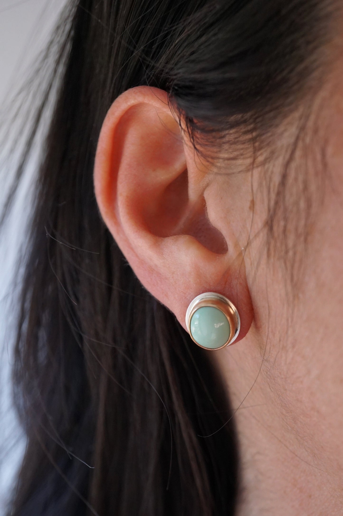 poseidon variscite + silver + 14k goldfill studs - Lumenrose