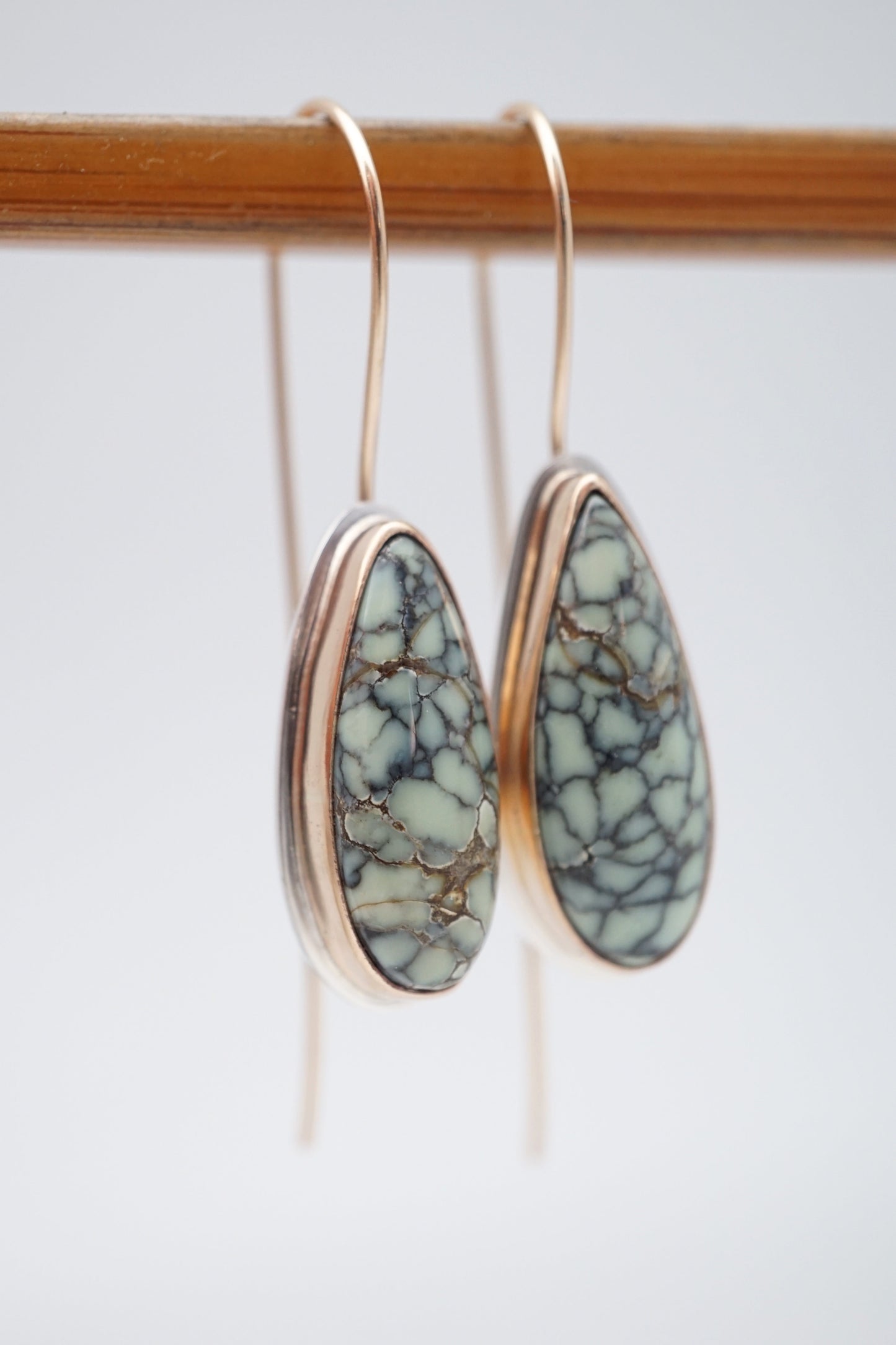 poseidon variscite + silver + 14k goldfill teardrop dangles - Lumenrose