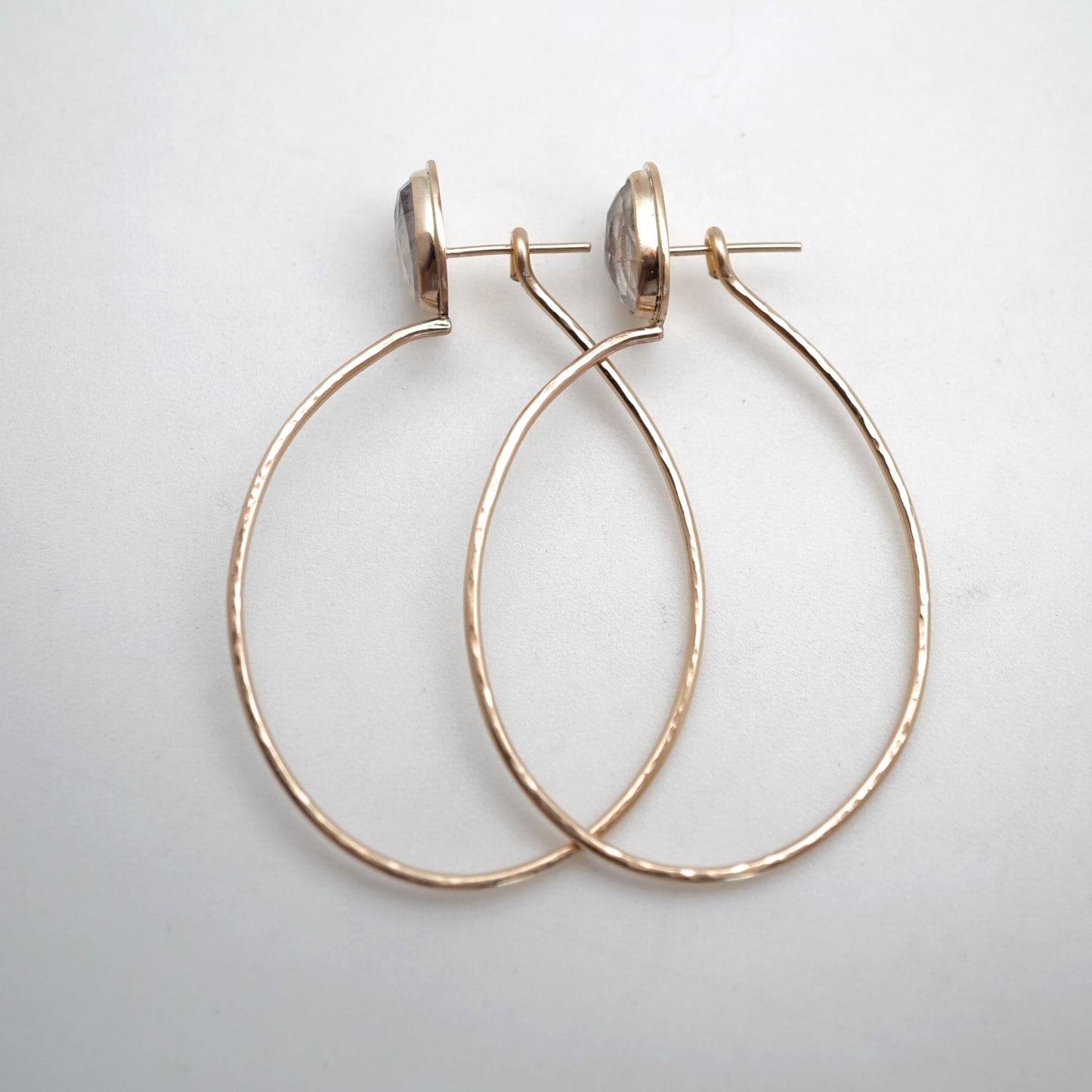 rainbow moonstone + 14k goldfill hoops - SMALL SIZE - Lumenrose