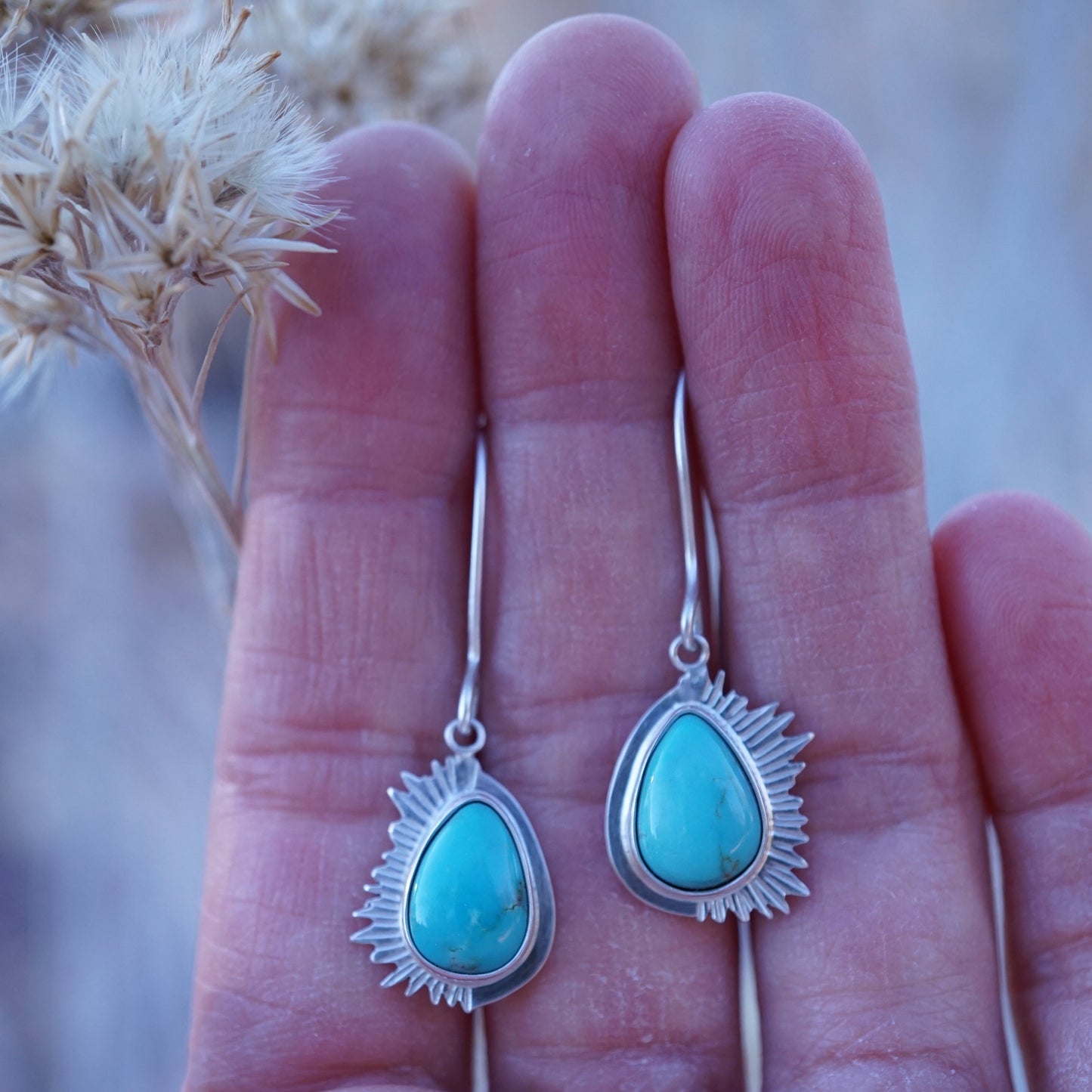 red mountain turquoise flair dangle earrings - Lumenrose
