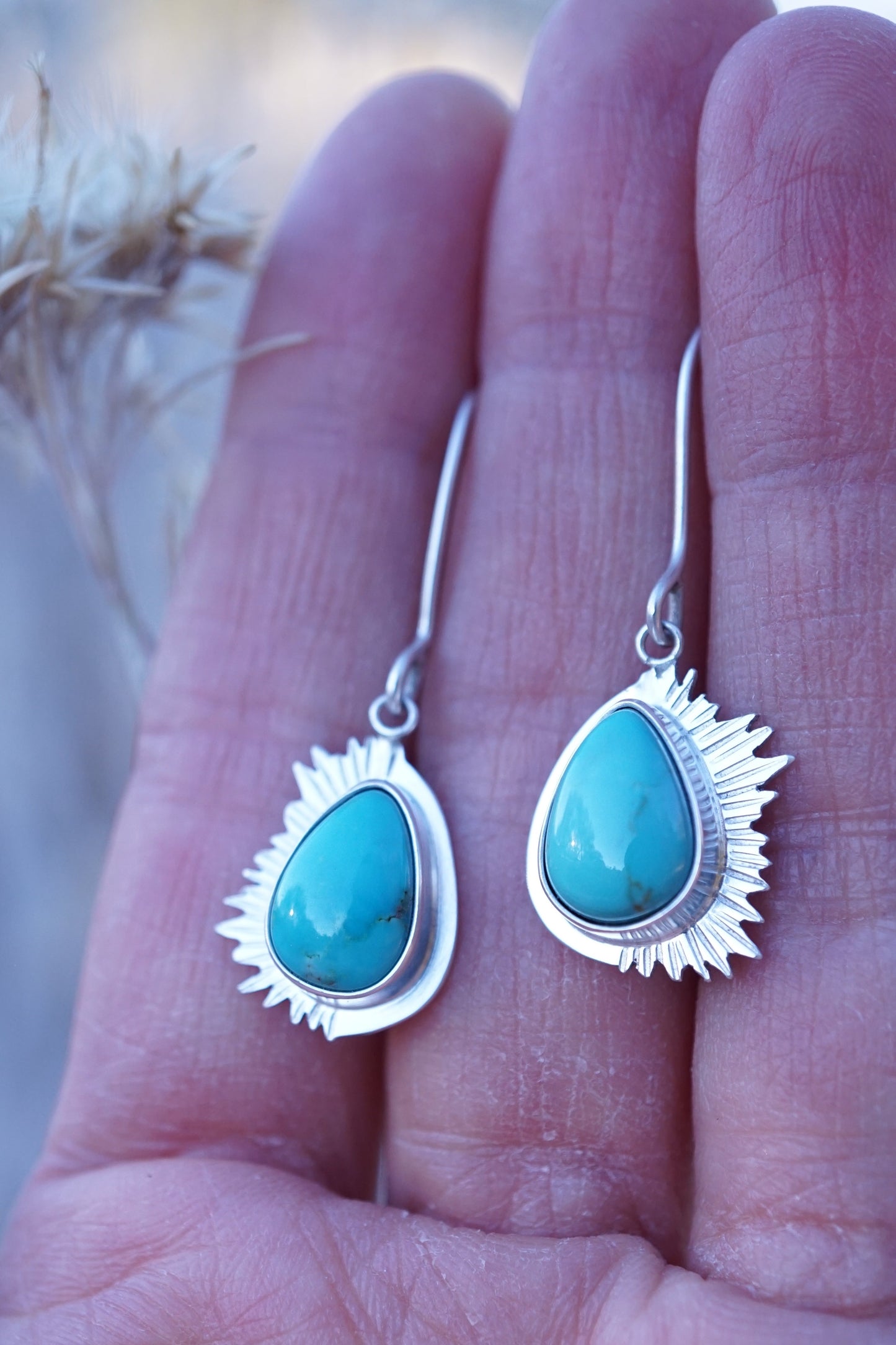 red mountain turquoise flair dangle earrings - Lumenrose
