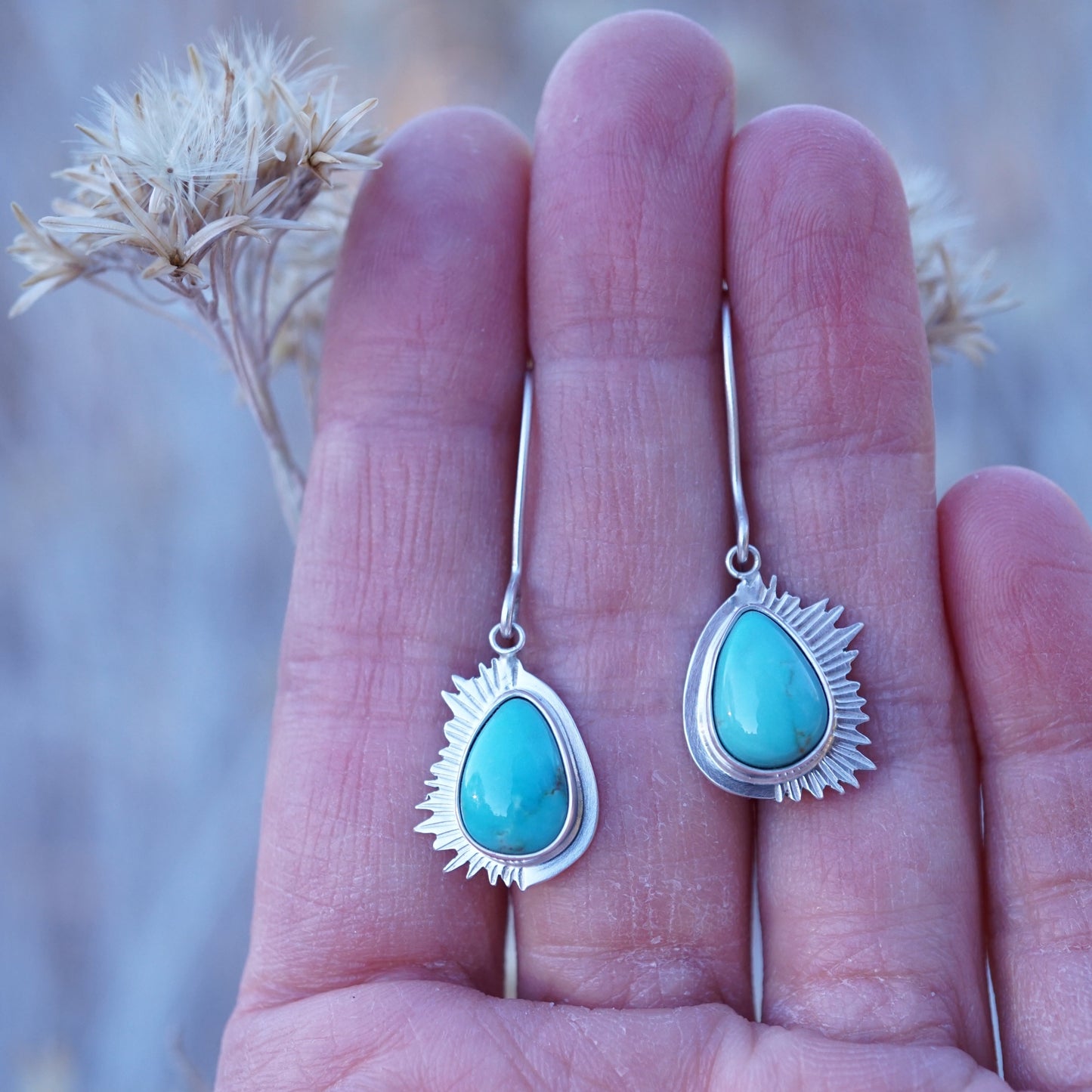 red mountain turquoise flair dangle earrings - Lumenrose