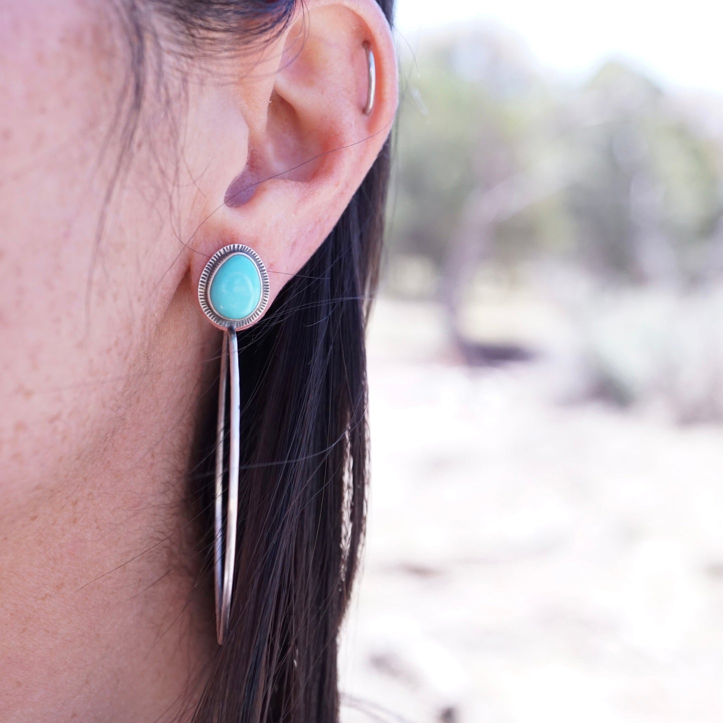 red mountain turquoise lumenrose hoops - Lumenrose