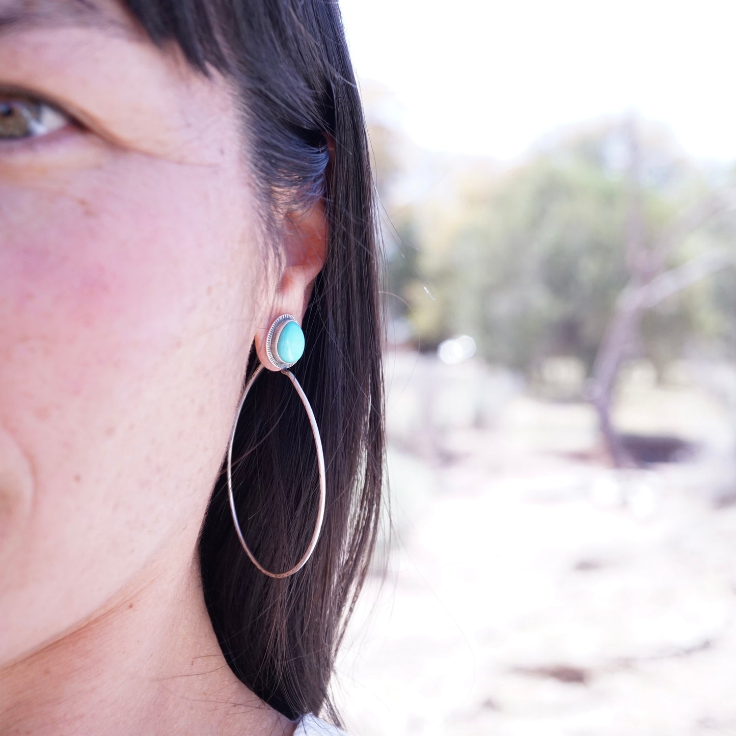 red mountain turquoise lumenrose hoops - Lumenrose