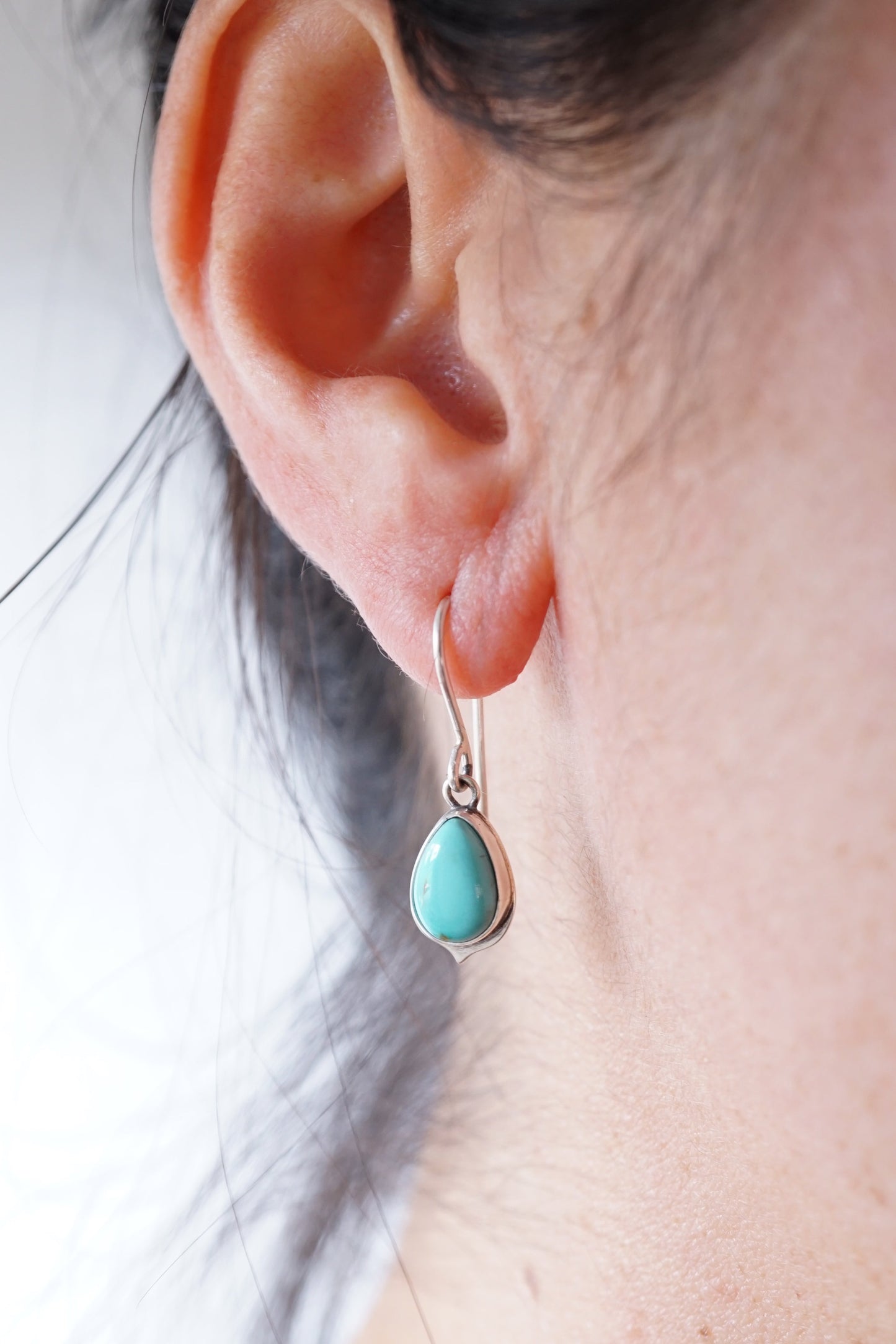 red mountain turquoise + silver teardrop dangle earrings - Lumenrose