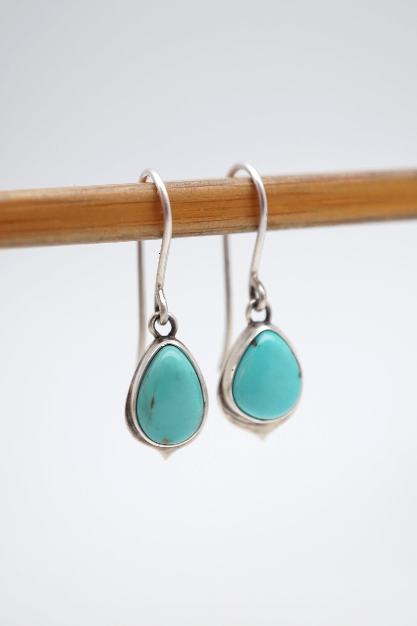 red mountain turquoise + silver teardrop dangle earrings - Lumenrose
