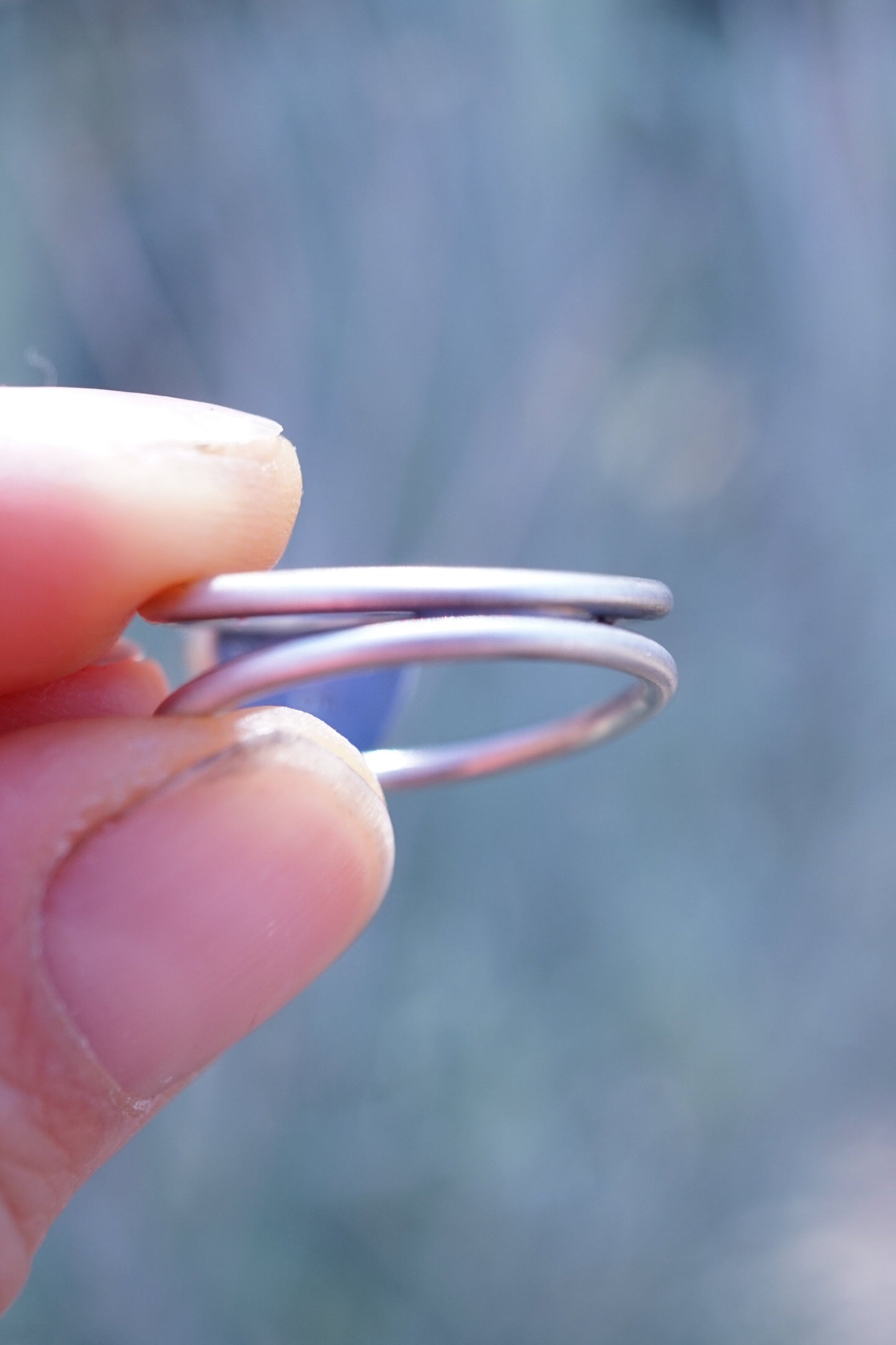 robbins nest turquoise open band ring in sterling - size 7.25 - Lumenrose