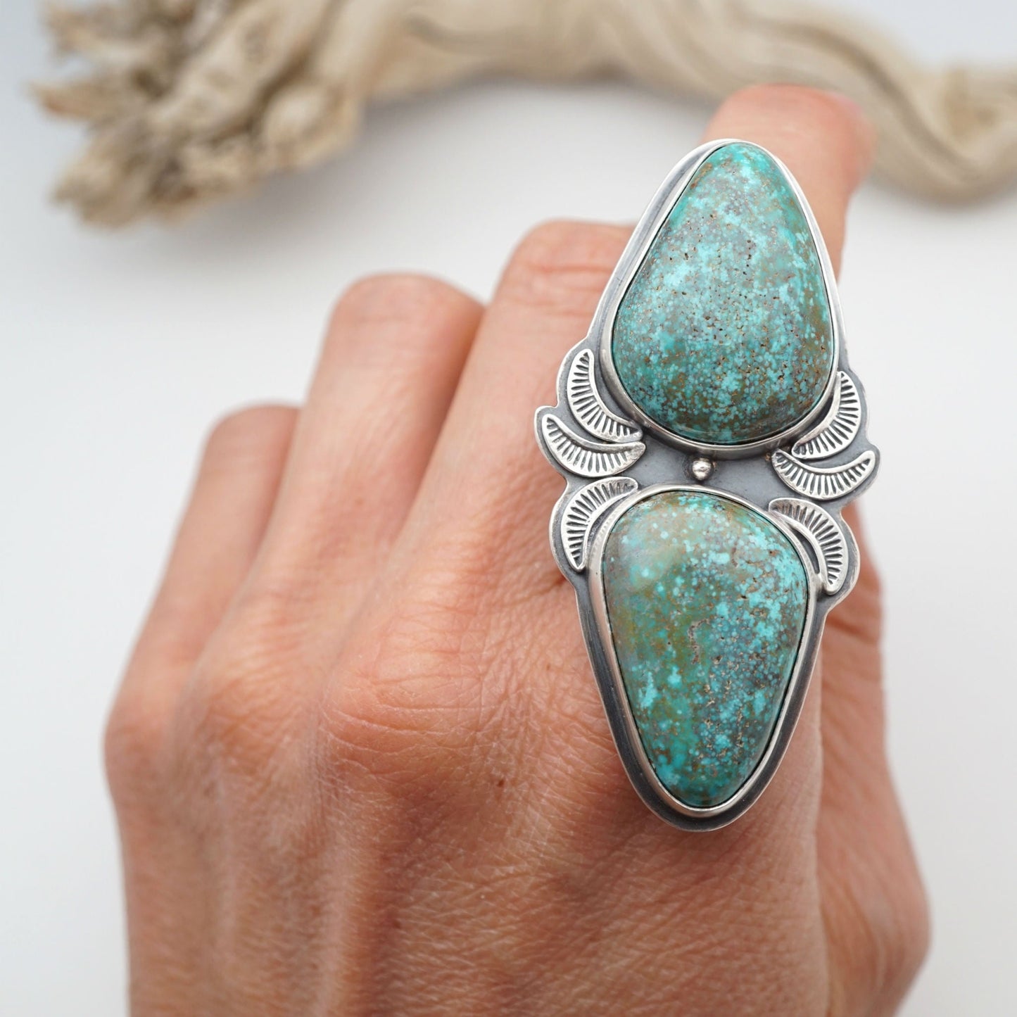 robbins nest turquoise two-stone ring - size 8.5 - Lumenrose