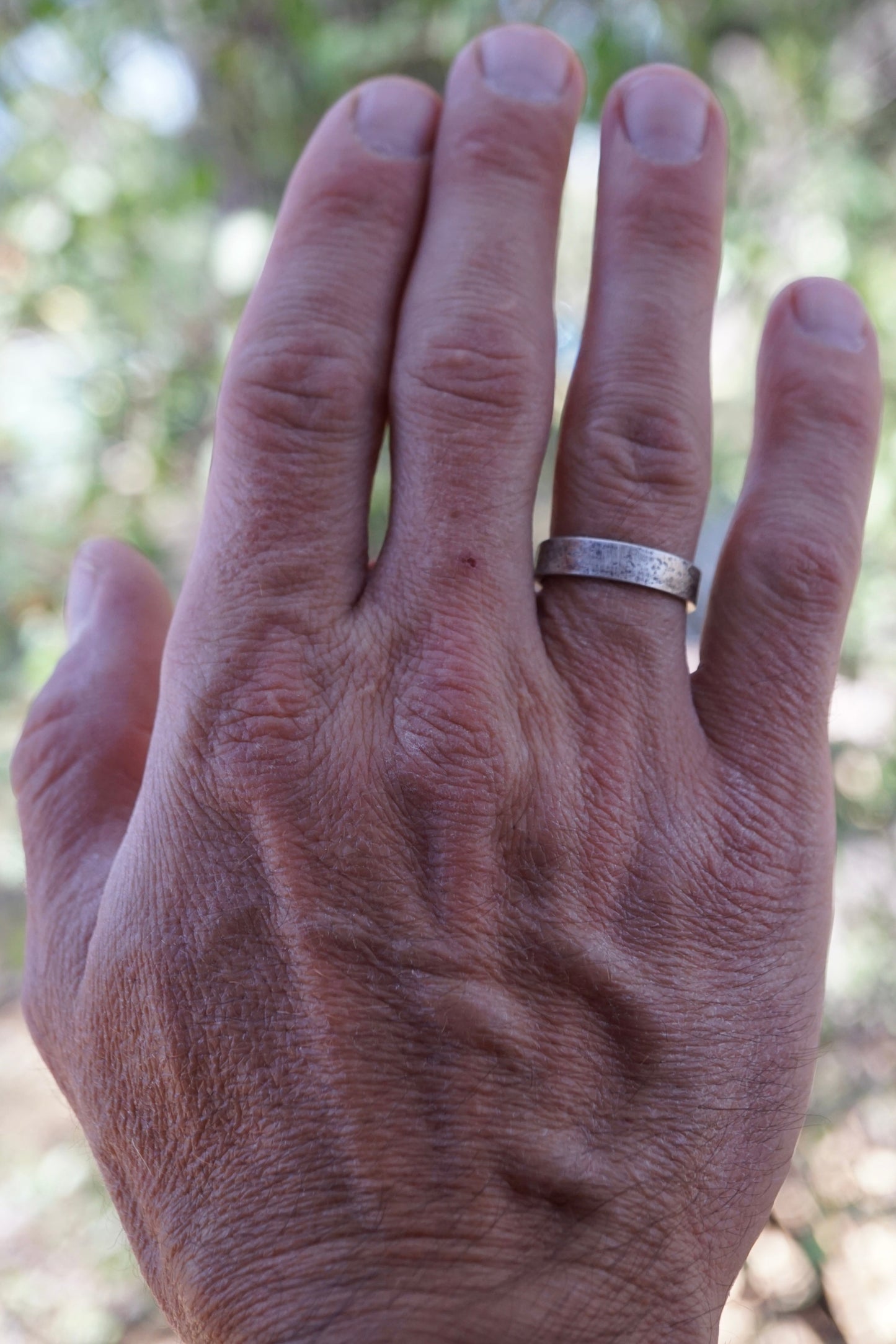 rough textured silver ring band - size 10 - Lumenrose