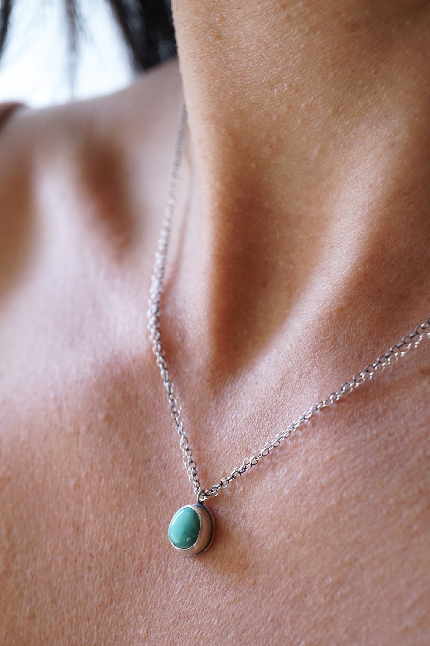 royston turquoise dainty necklace - 18" double chain - Lumenrose