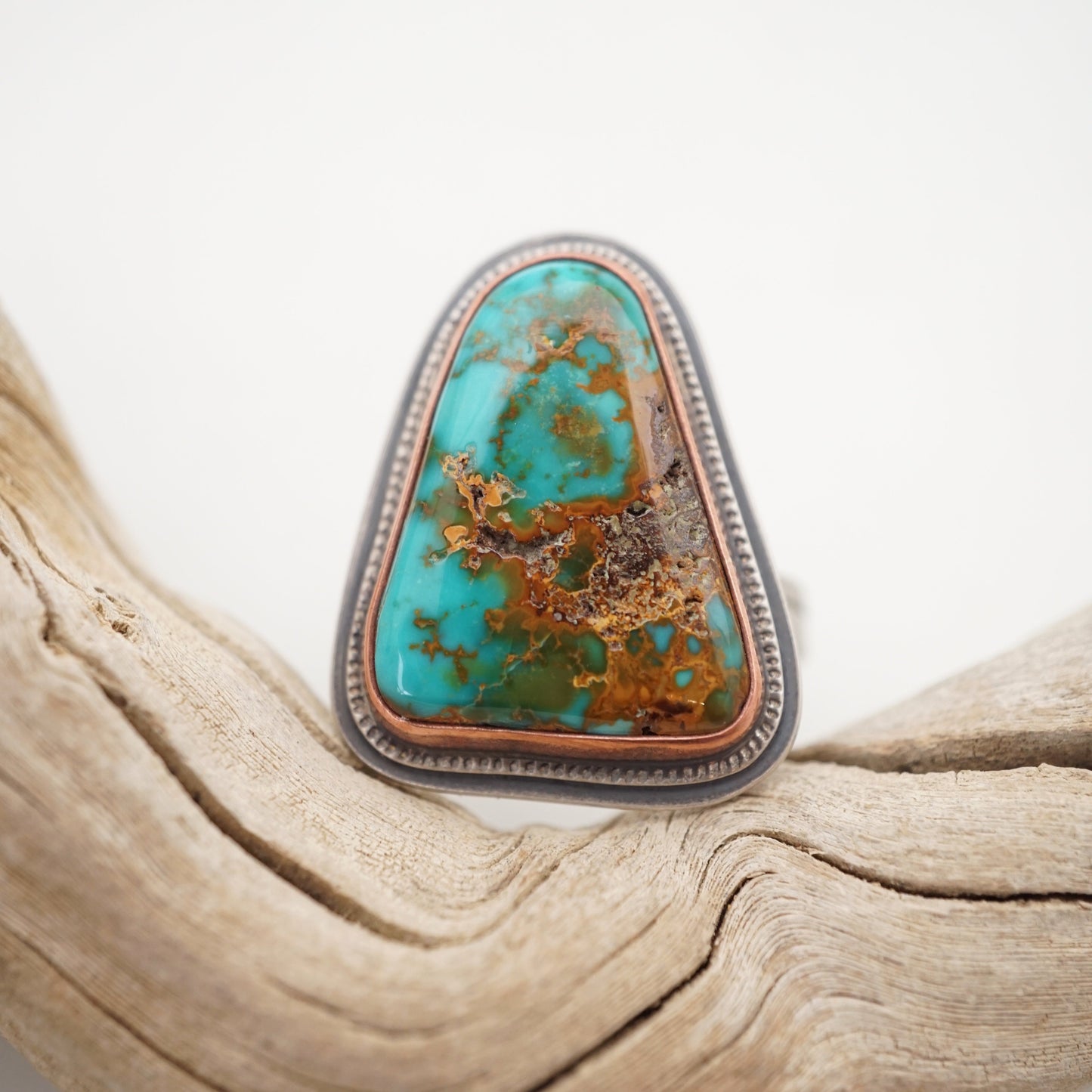 royston turquoise ring with copper bezel - size 10.25/10.5 - Lumenrose