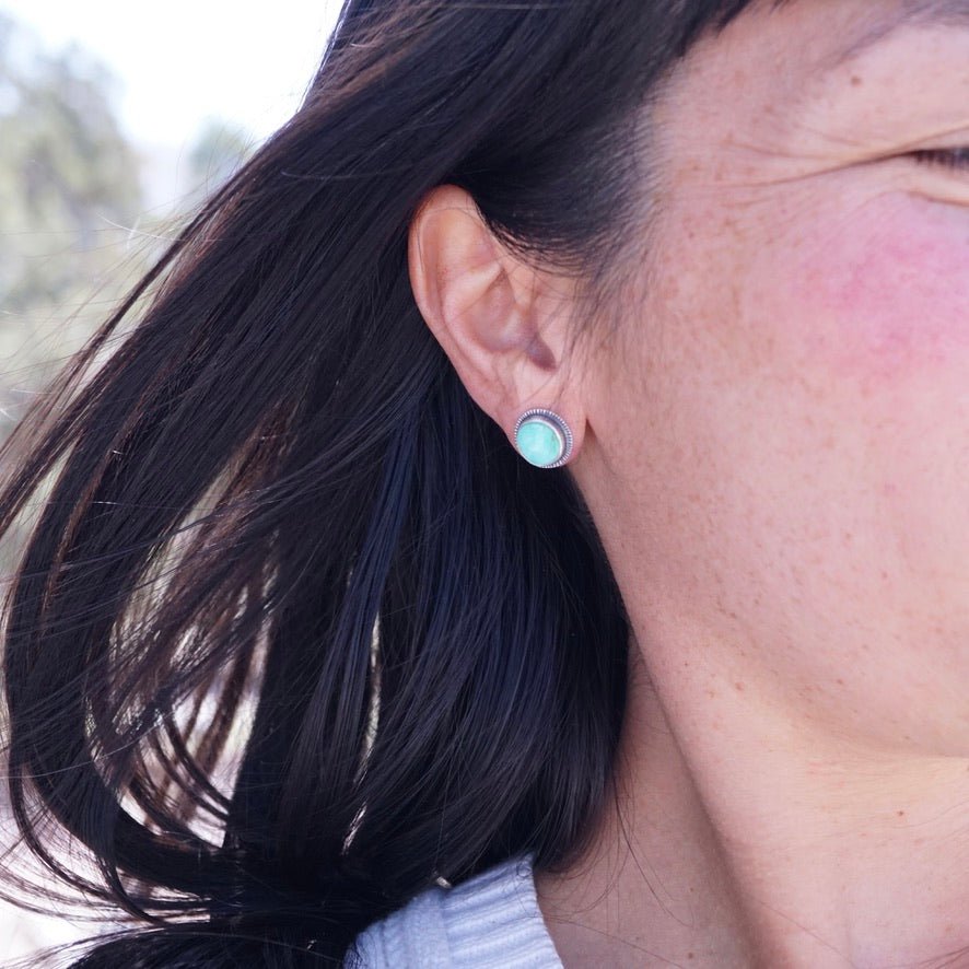 seafoam sonoran mountain turquoise studs - Lumenrose