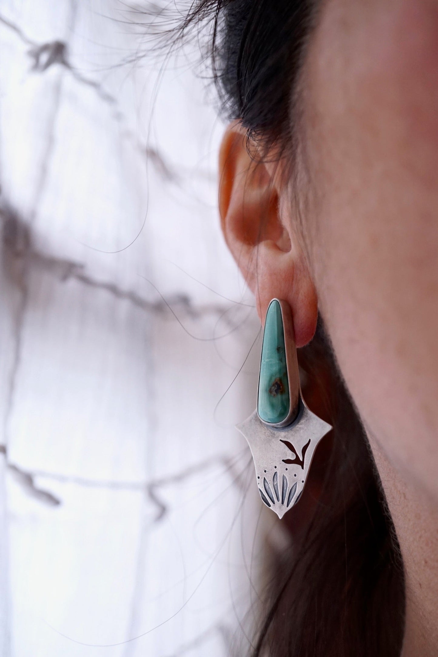 shield maiden studs with cheyenne turquoise - Lumenrose