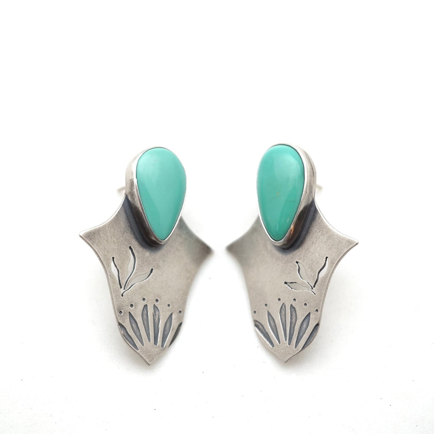 shield maiden studs with chilean turquoise - Lumenrose