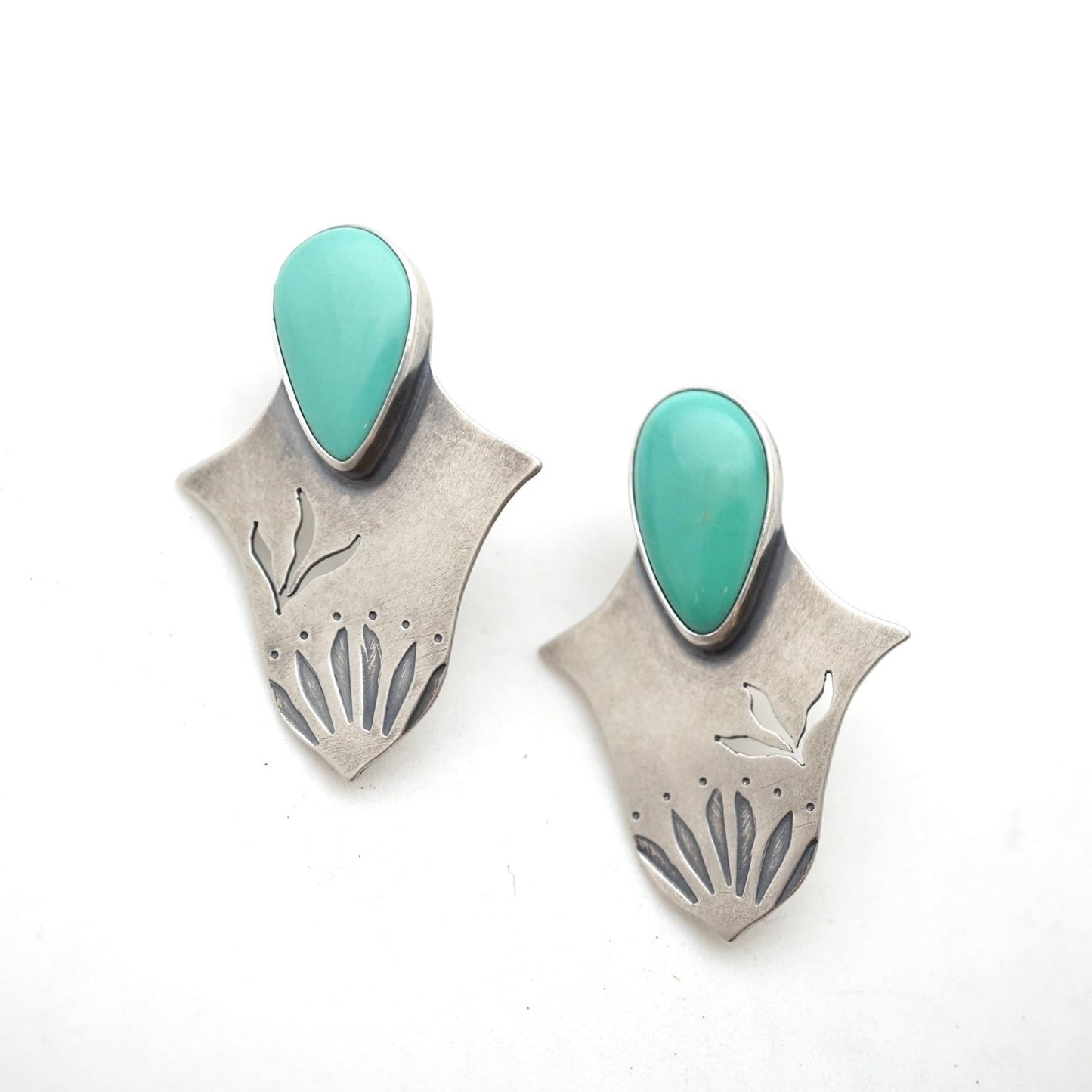 shield maiden studs with chilean turquoise - Lumenrose