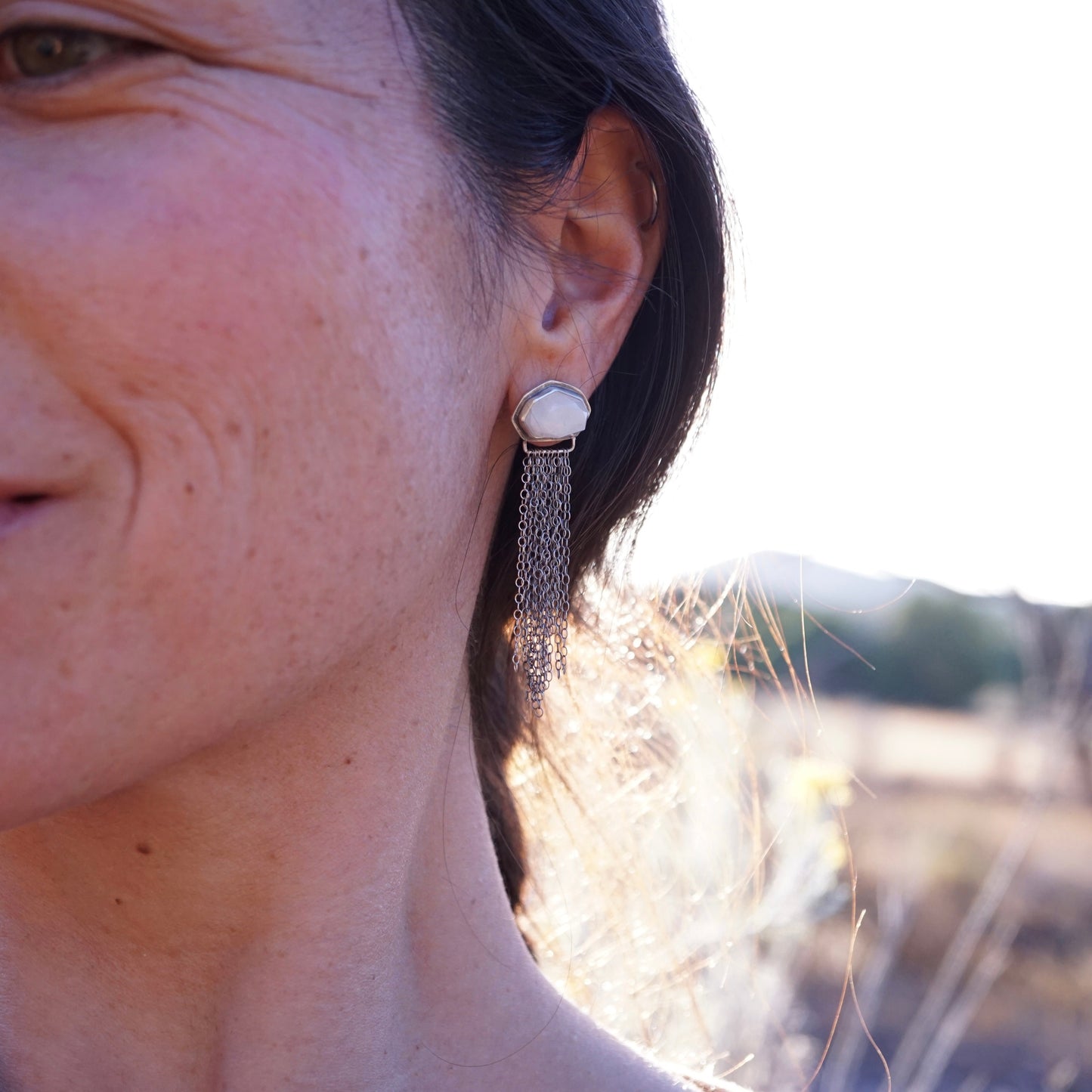 shimmer dangles with faceted moonstone + sterling silver - Lumenrose