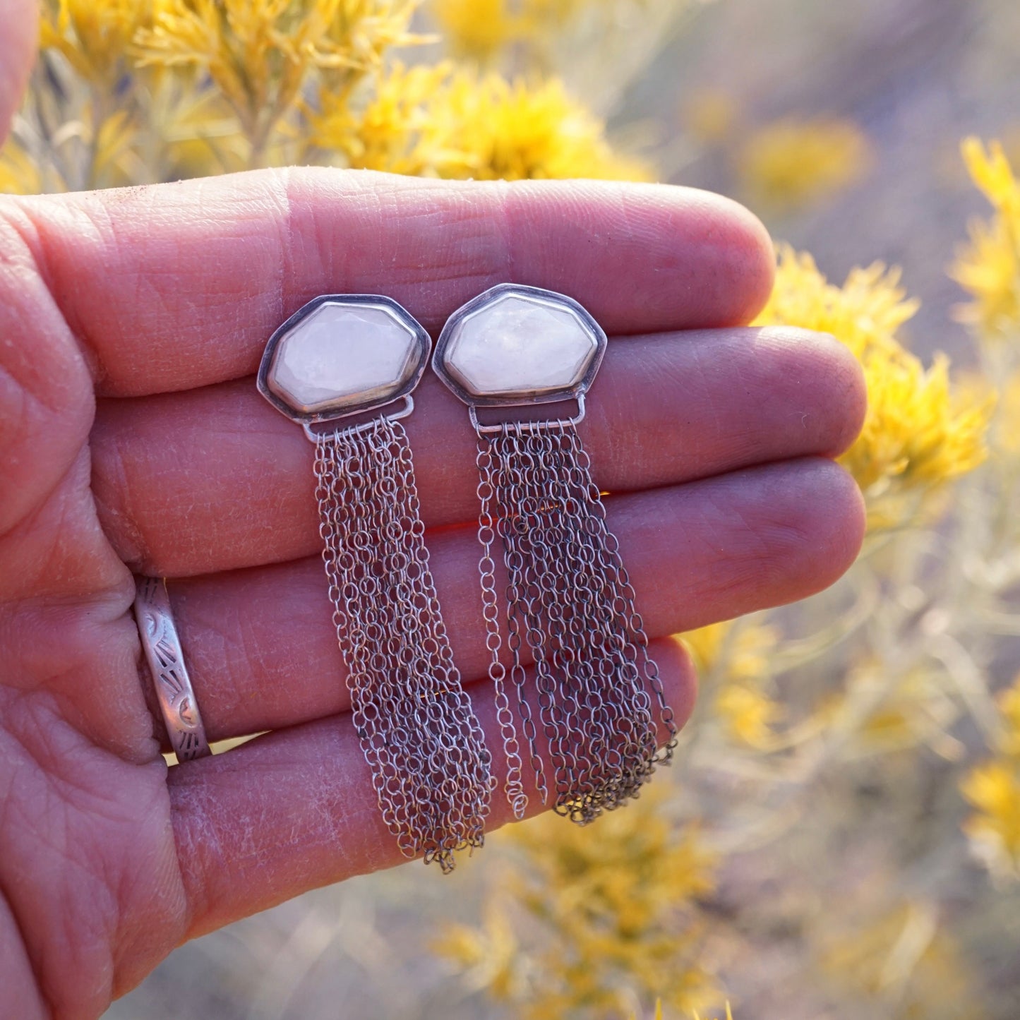 shimmer dangles with faceted moonstone + sterling silver - Lumenrose