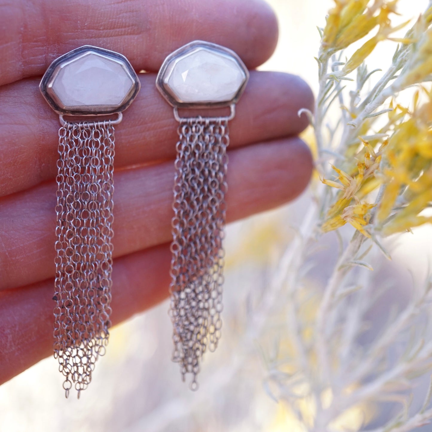 shimmer dangles with faceted moonstone + sterling silver - Lumenrose