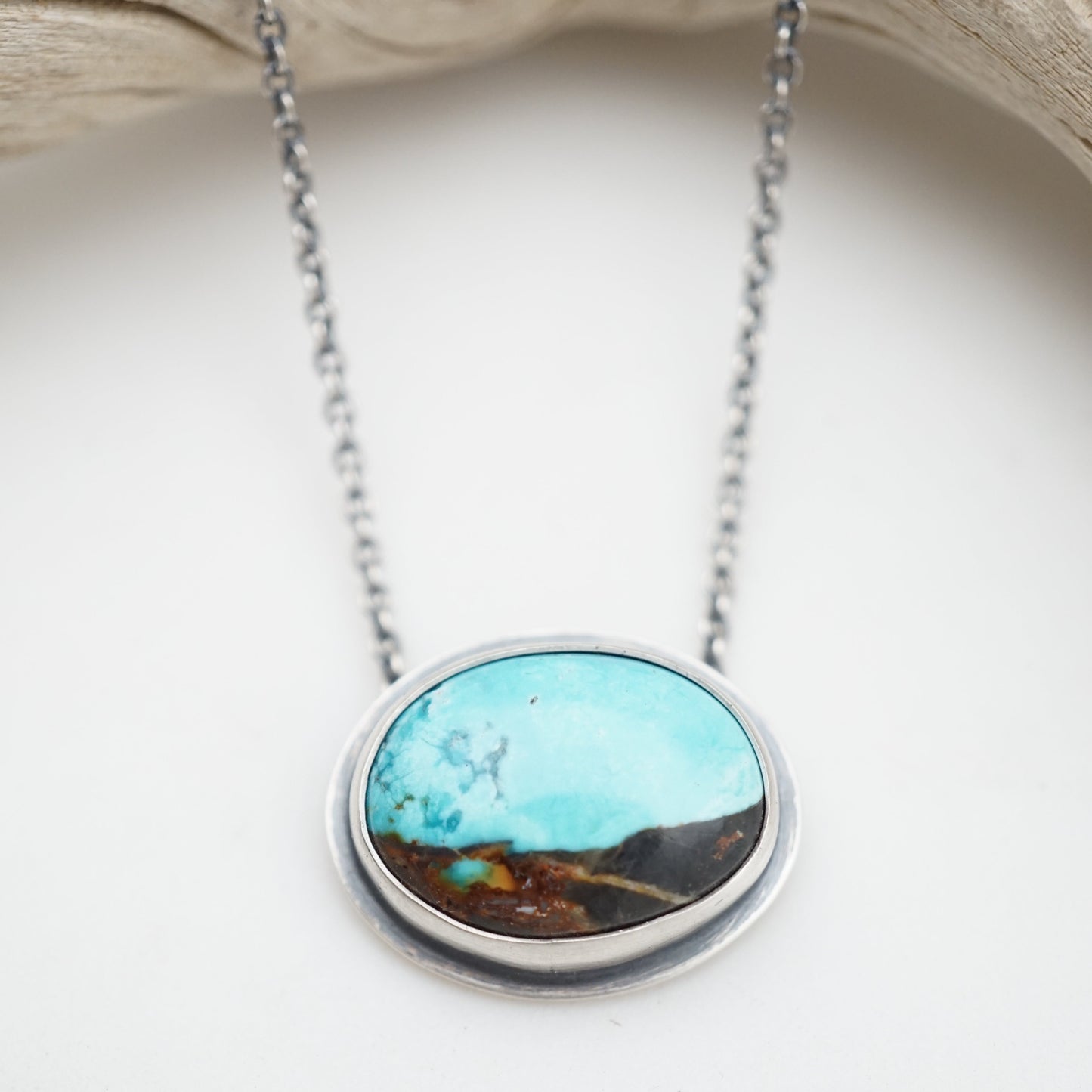 sierra nevada boulder turquoise oval necklace - Lumenrose