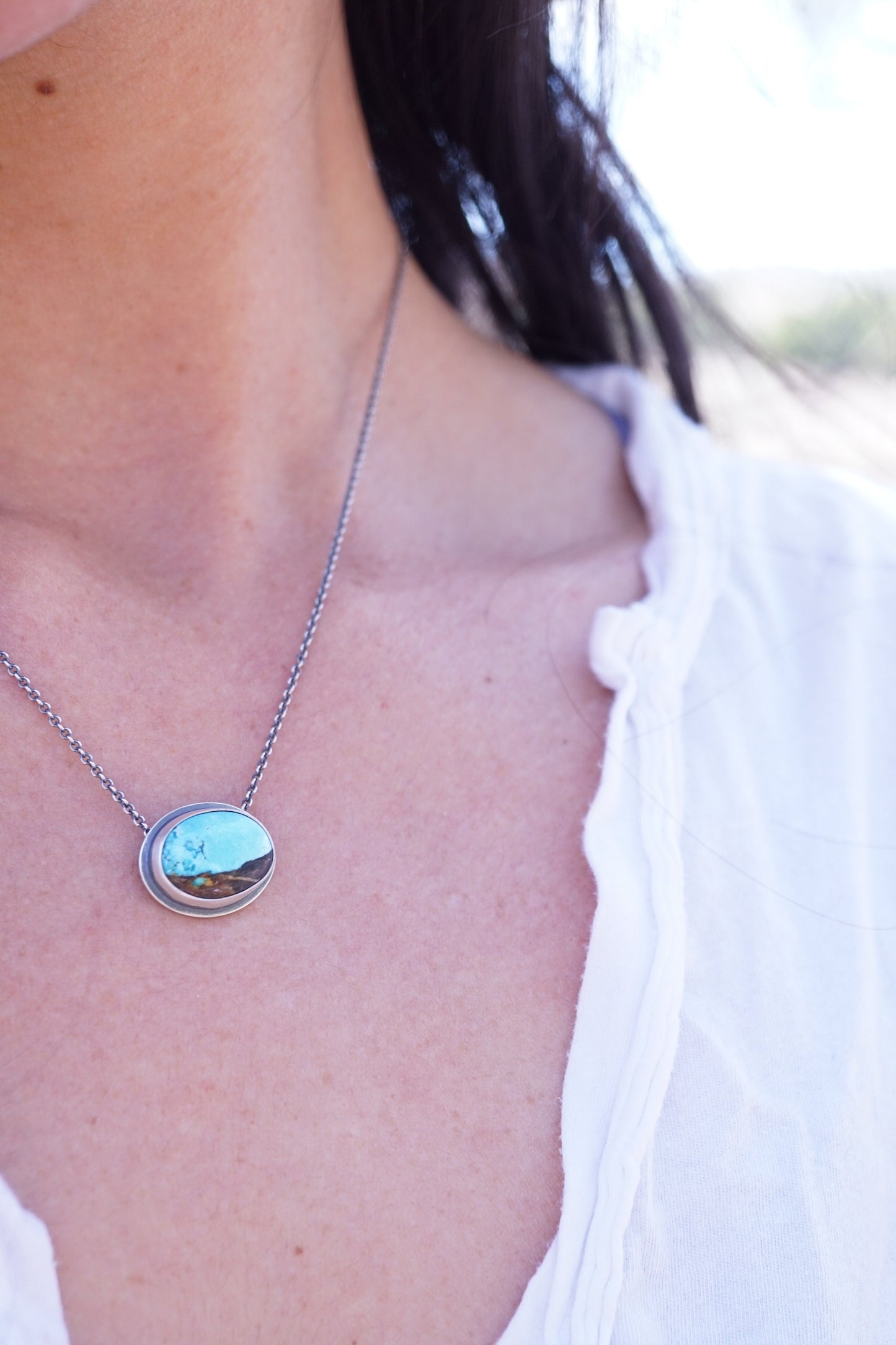 sierra nevada boulder turquoise oval necklace - Lumenrose
