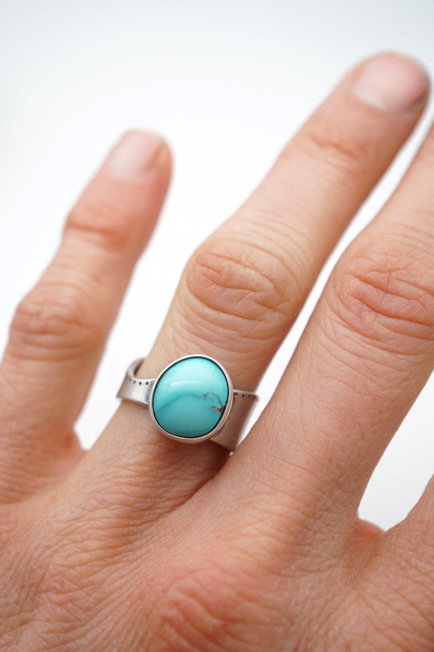 sierra nevada turquoise ring with free form band - size 5 - Lumenrose