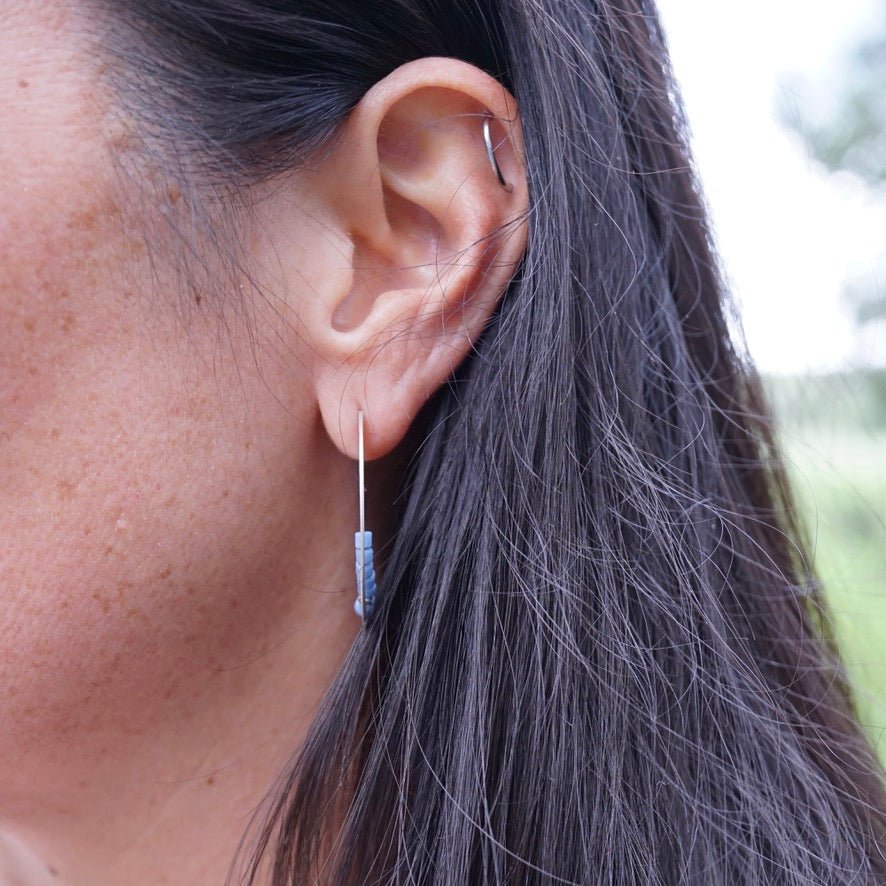 silver circle earrings with african trade beads - Lumenrose