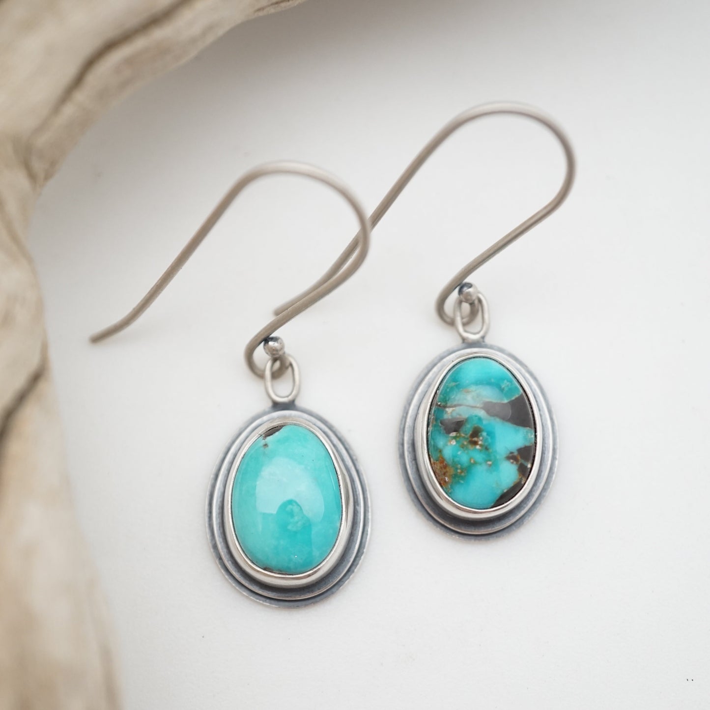 small carico lake turquoise dangle earrings - Lumenrose