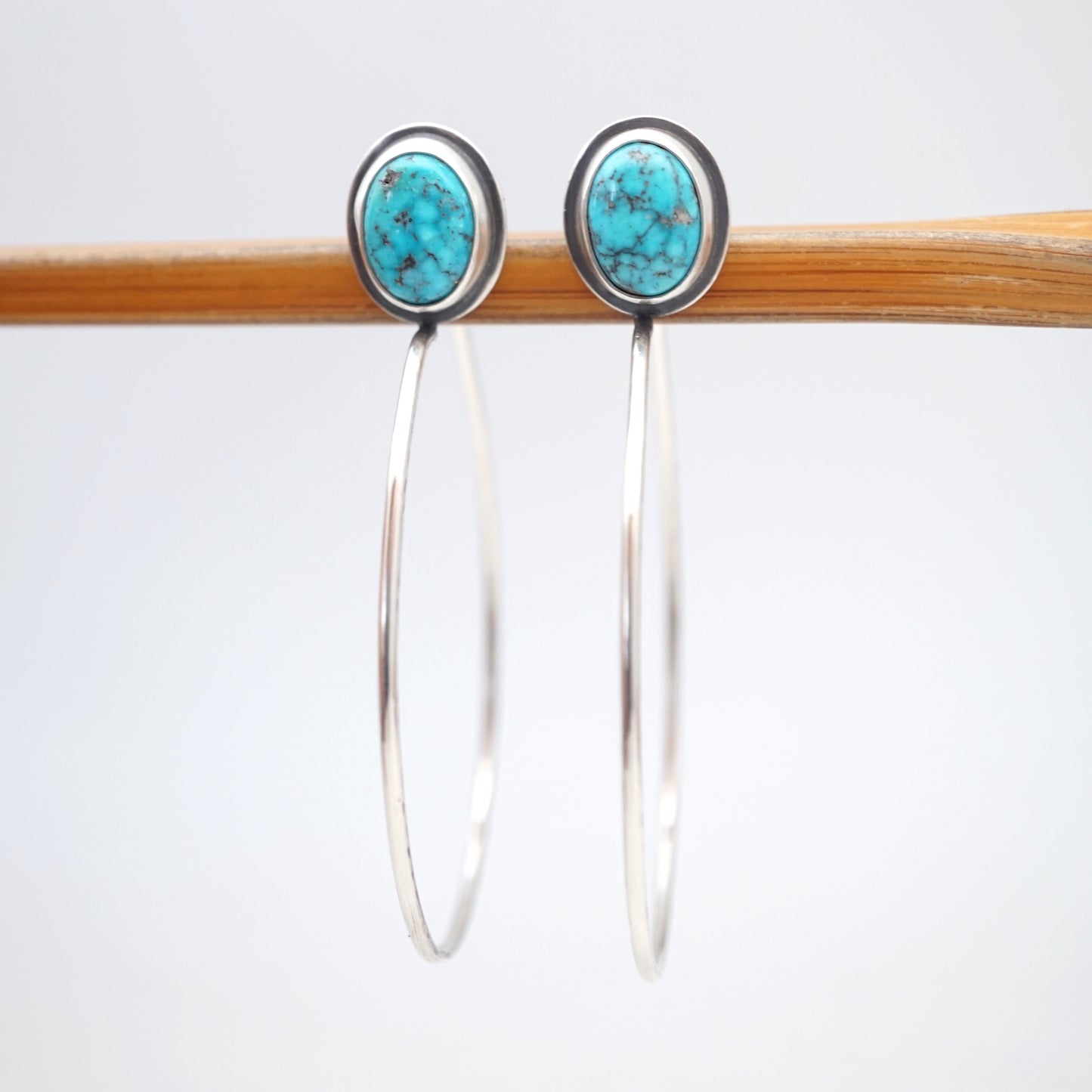 sonoran blue j turquoise + silver hoops - SMALL SIZE - Lumenrose