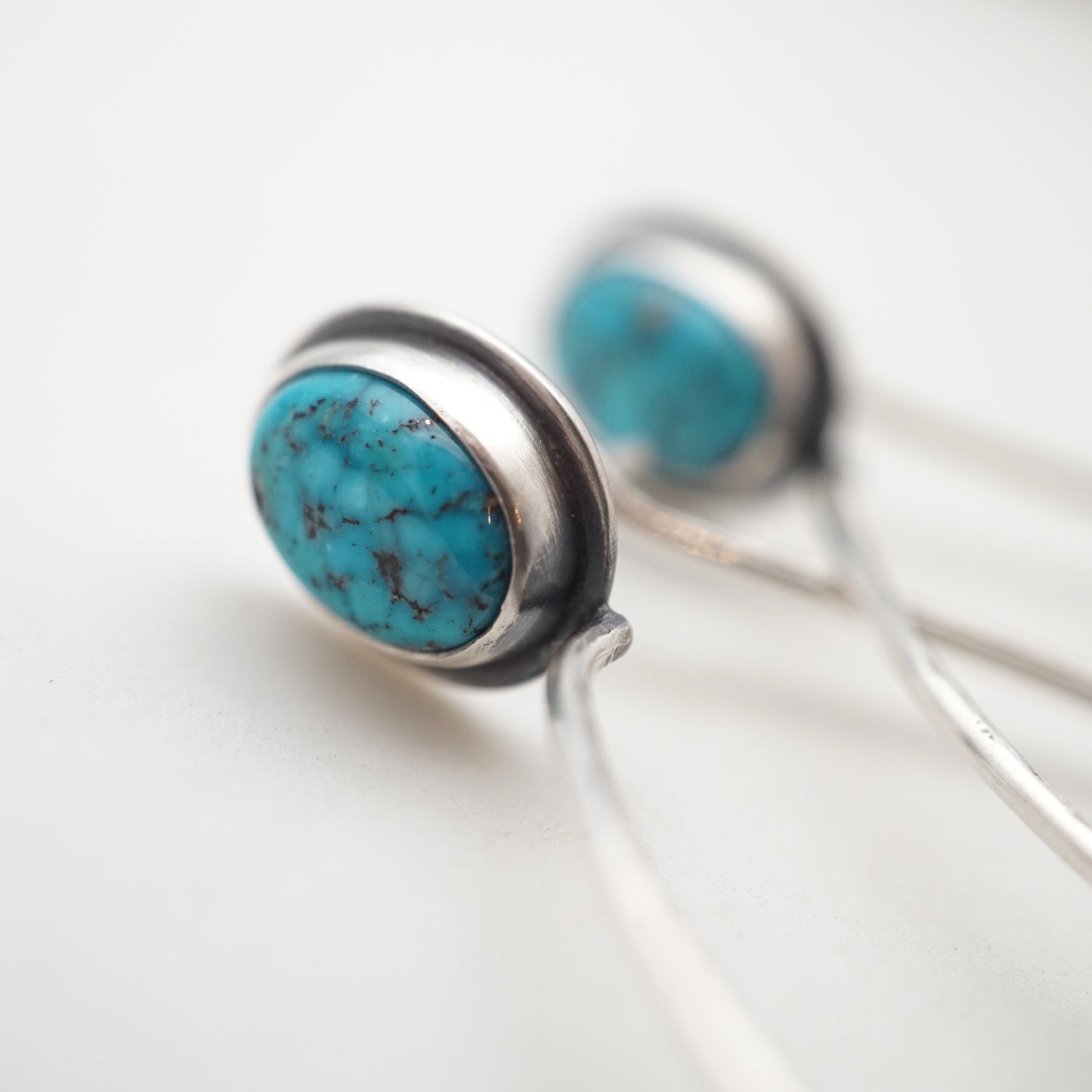 sonoran blue j turquoise + silver hoops - SMALL SIZE - Lumenrose