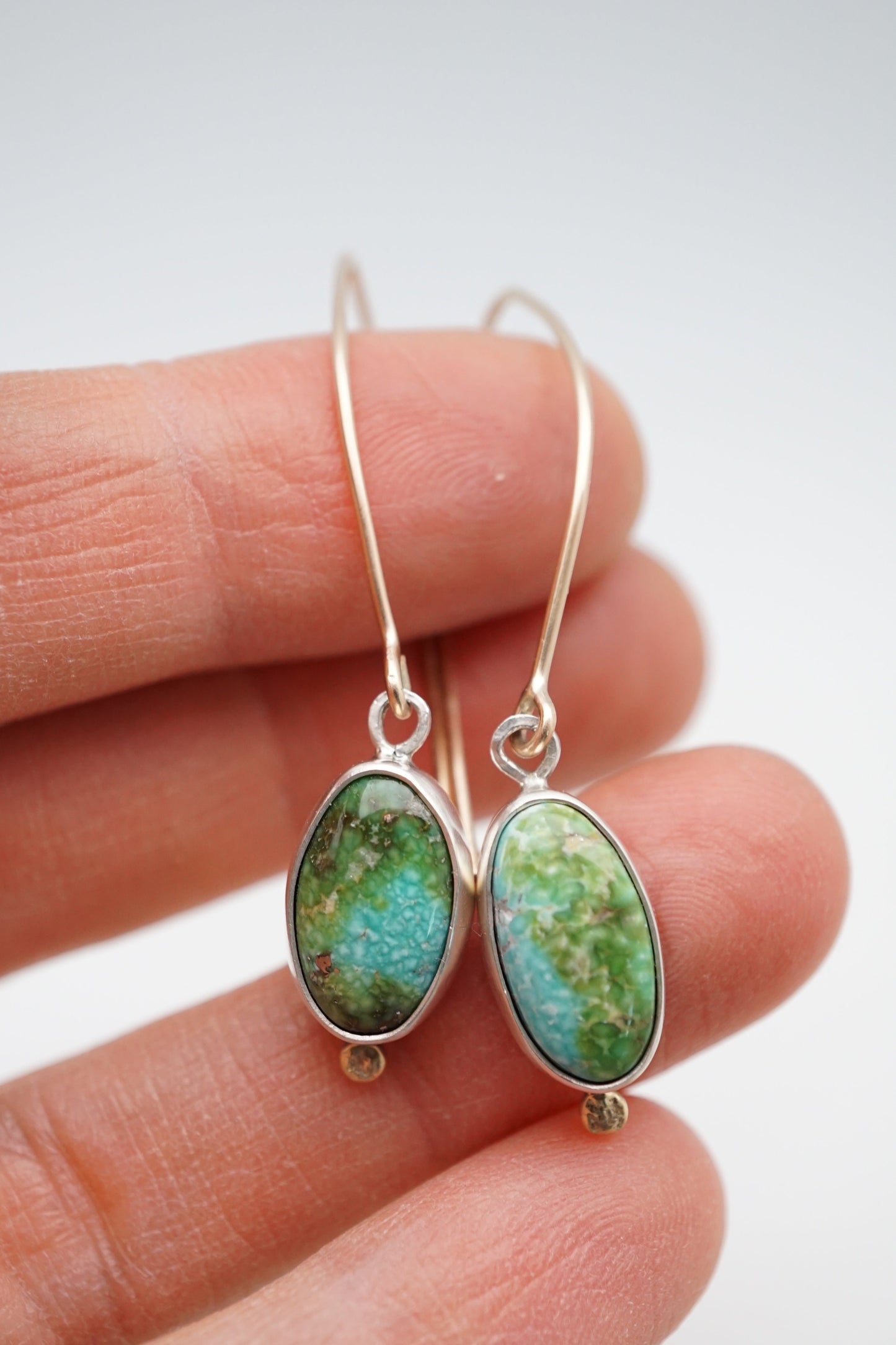 sonoran gold turquoise + 18k gold dot dangles - Lumenrose