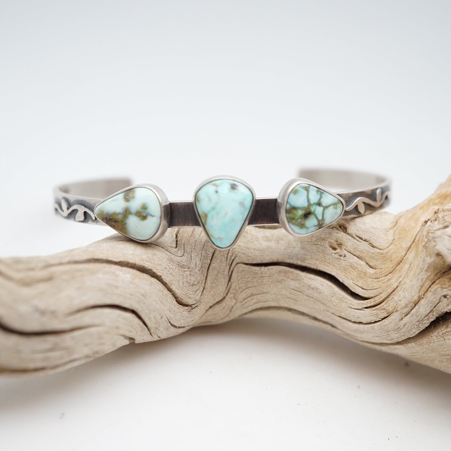 sonoran gold turquoise 3 stone cuff - large - Lumenrose