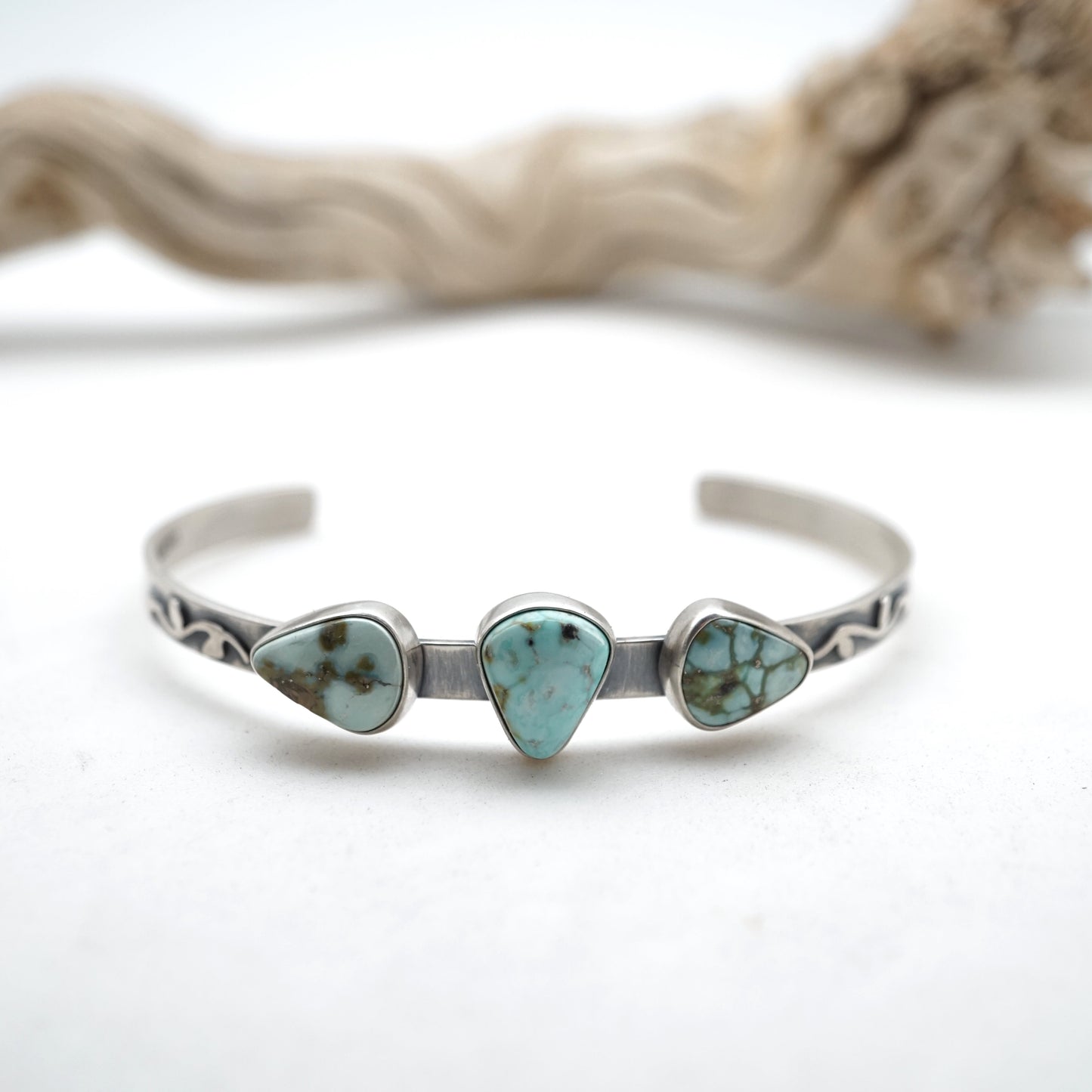 sonoran gold turquoise 3 stone cuff - large - Lumenrose