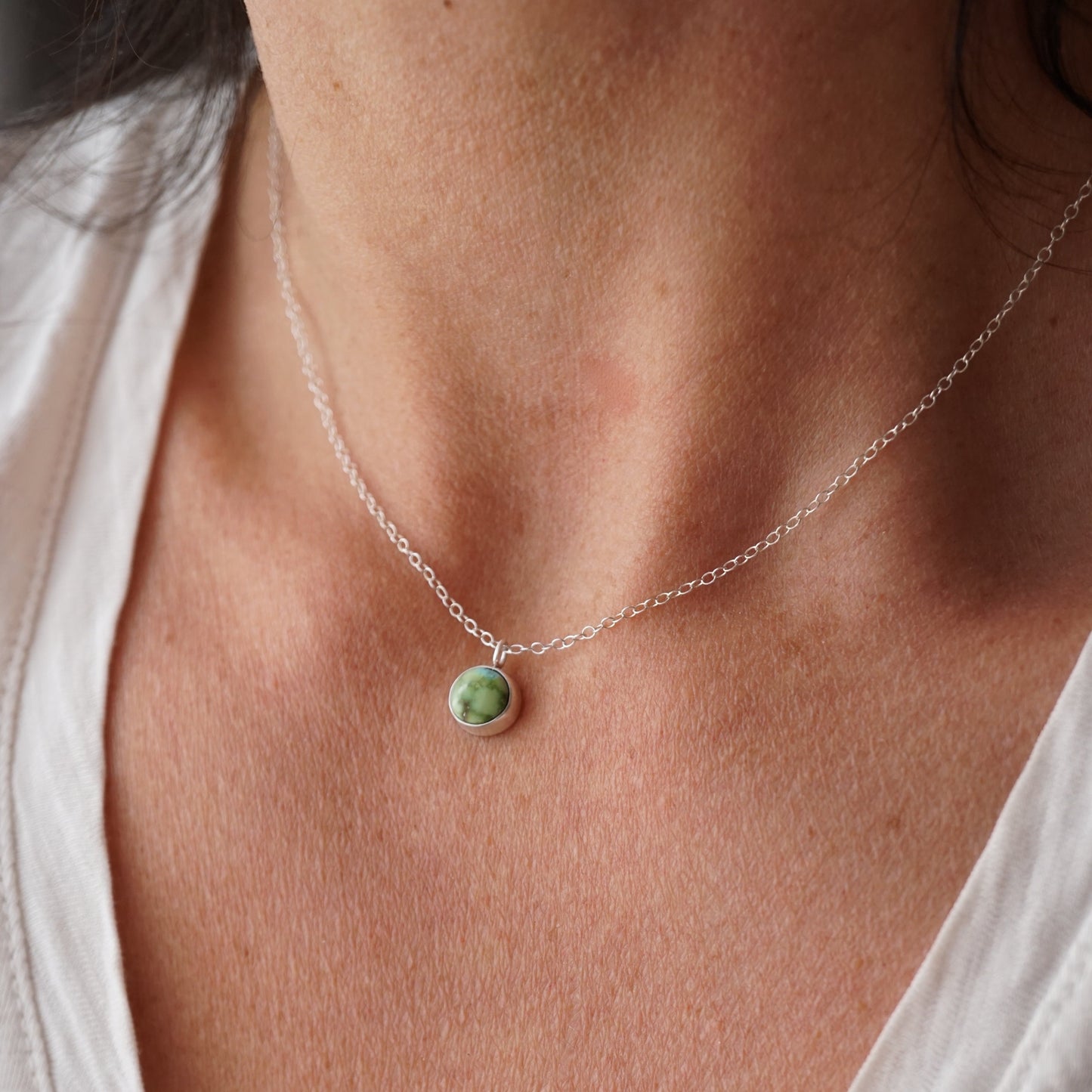 sonoran gold turquoise dainty necklace - 16" chain - Lumenrose