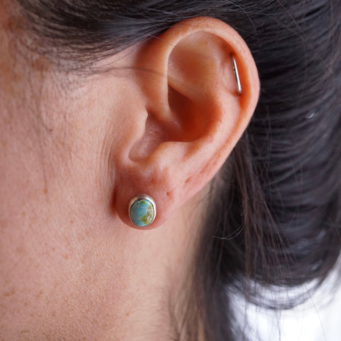 sonoran gold turquoise dainty studs - Lumenrose