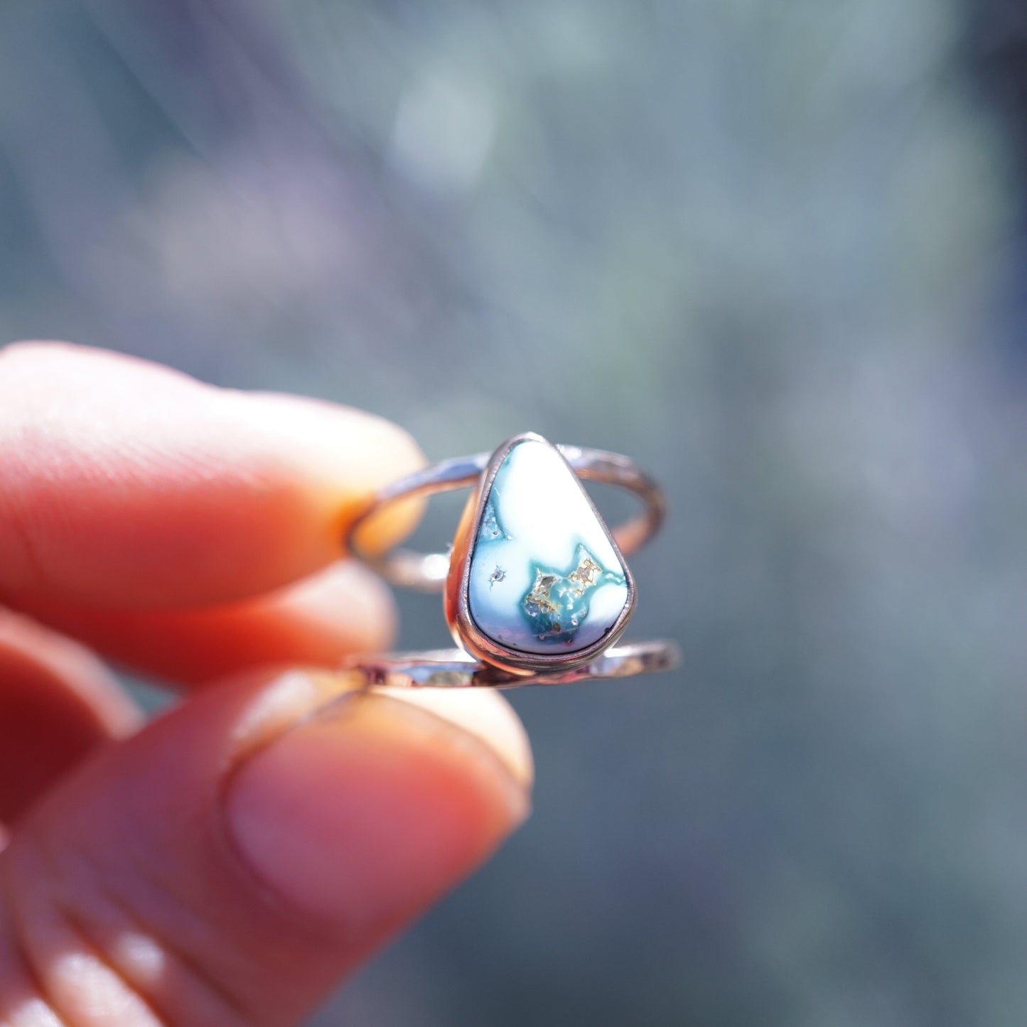 sonoran gold turquoise open band ring in 14k goldfill - size 4.75/5 - Lumenrose