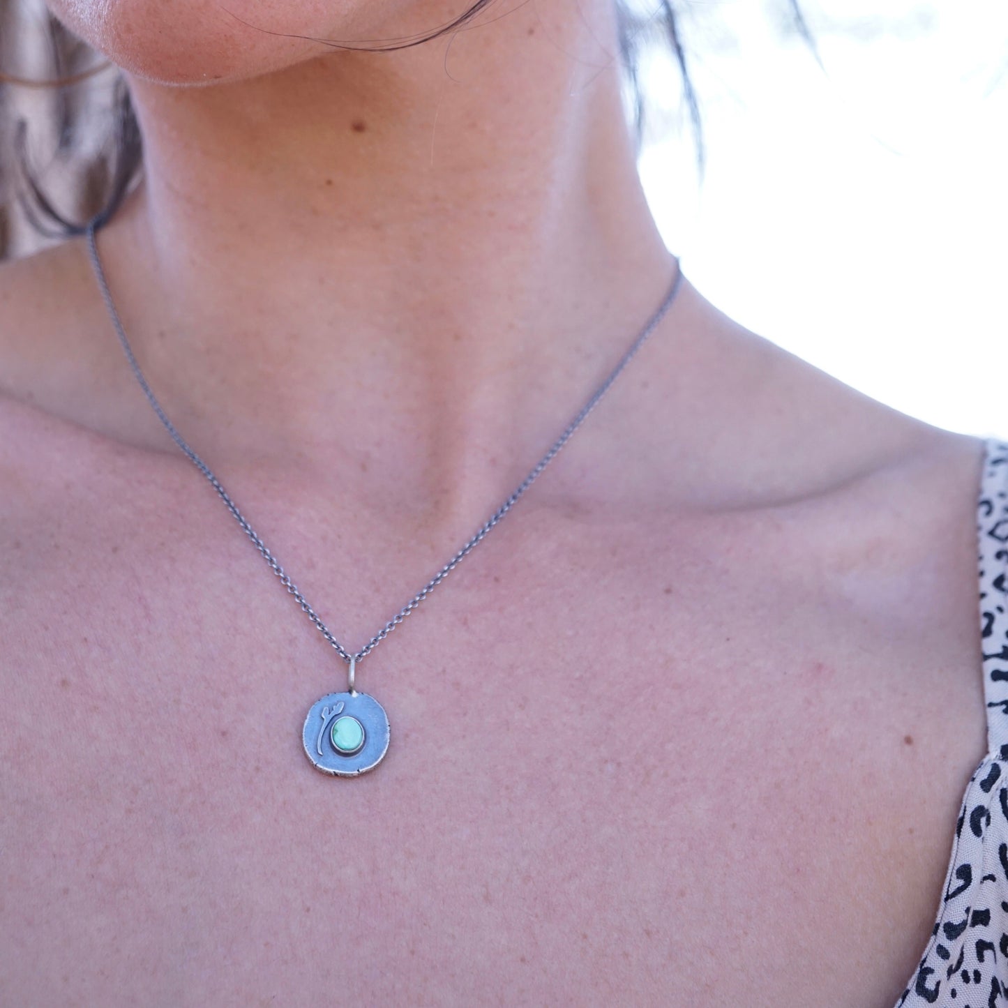 sonoran gold turquoise pebble necklace with budding branch - Lumenrose