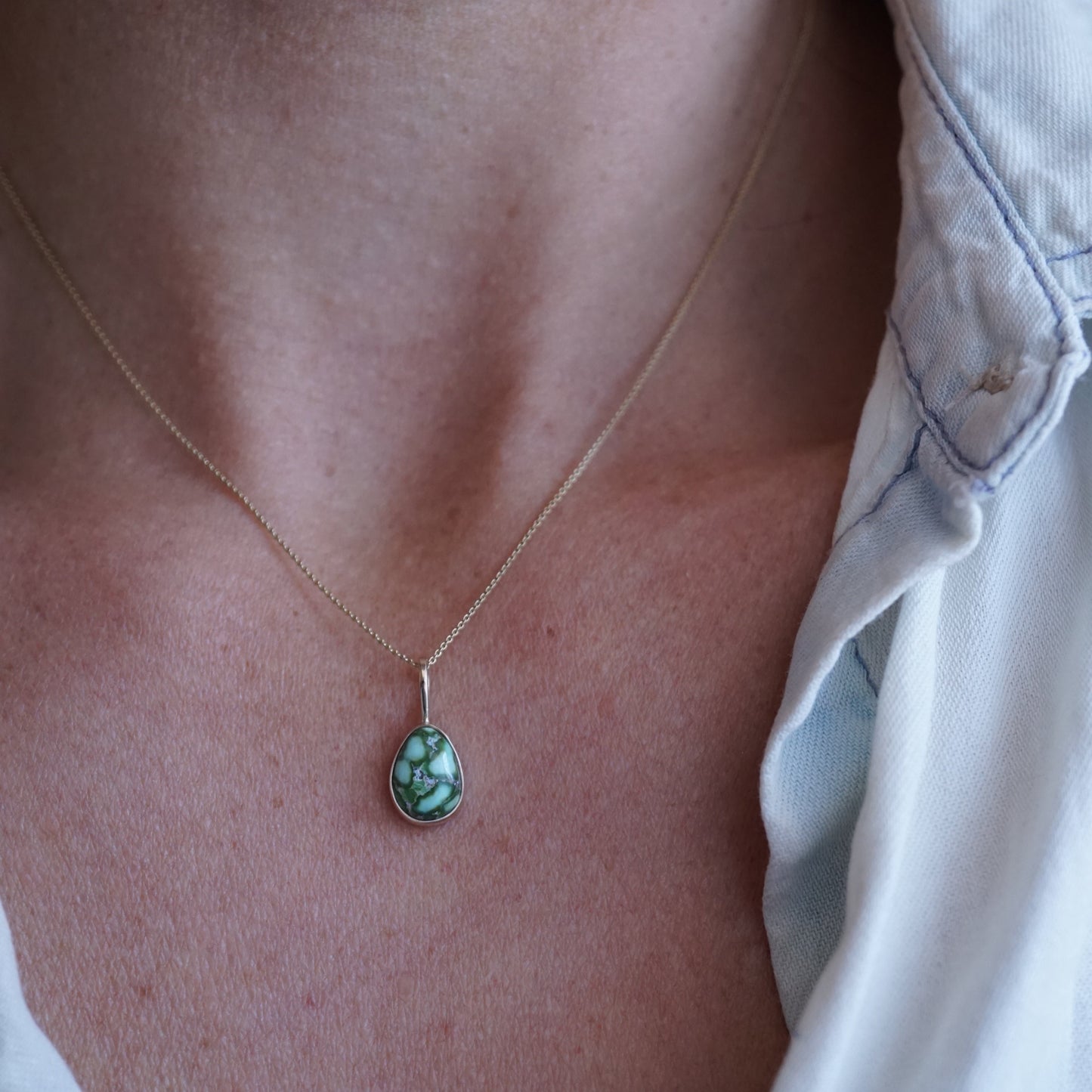 sonoran gold turquoise pendant #2 - 14k gold + silver - NO CHAIN INCLUDED - Lumenrose