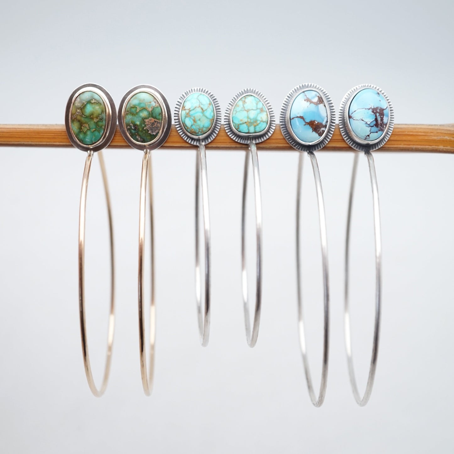 sonoran gold turquoise + silver + 14k goldfill hoops - Lumenrose