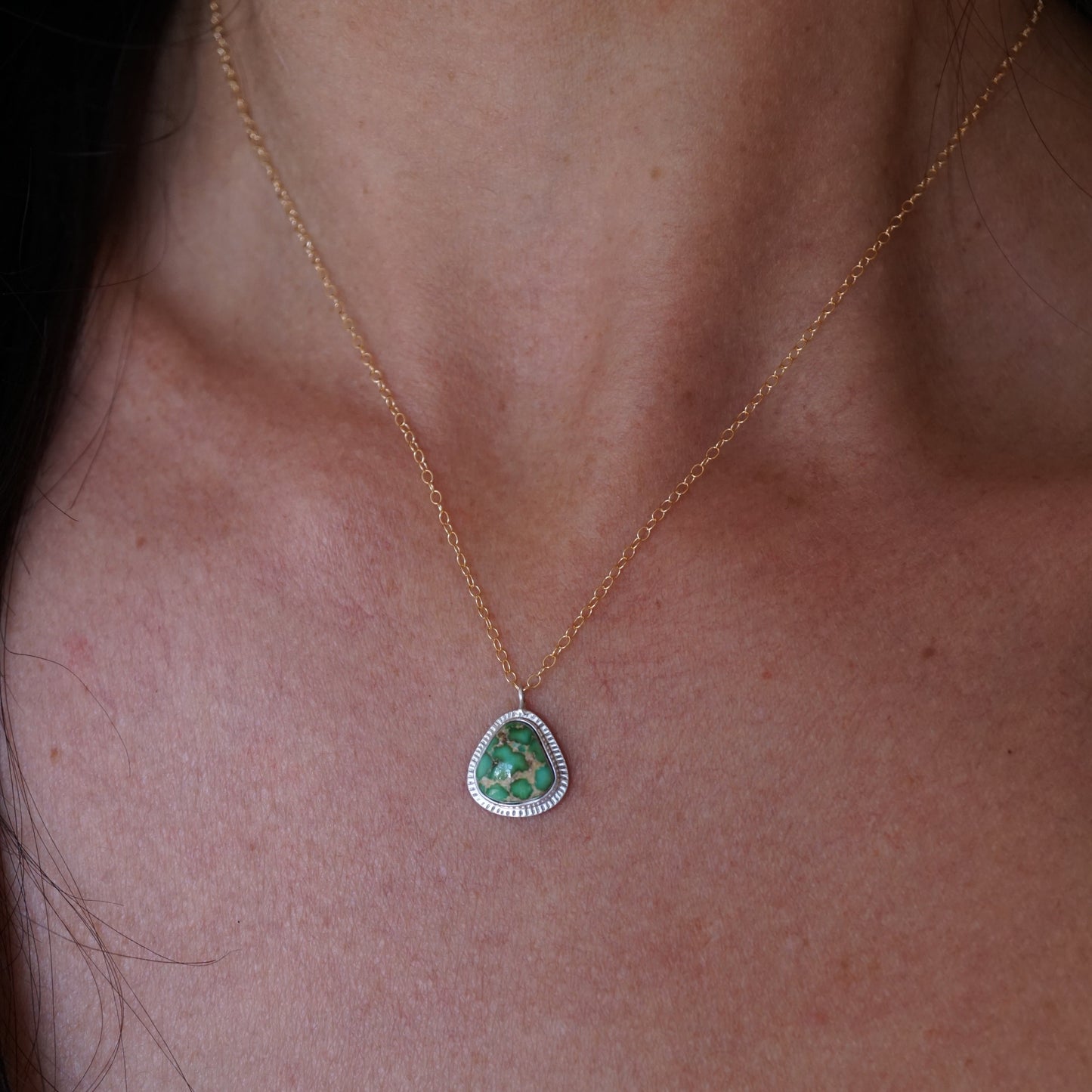 sonoran gold turquoise + silver and goldfill necklace - 17" chain - Lumenrose